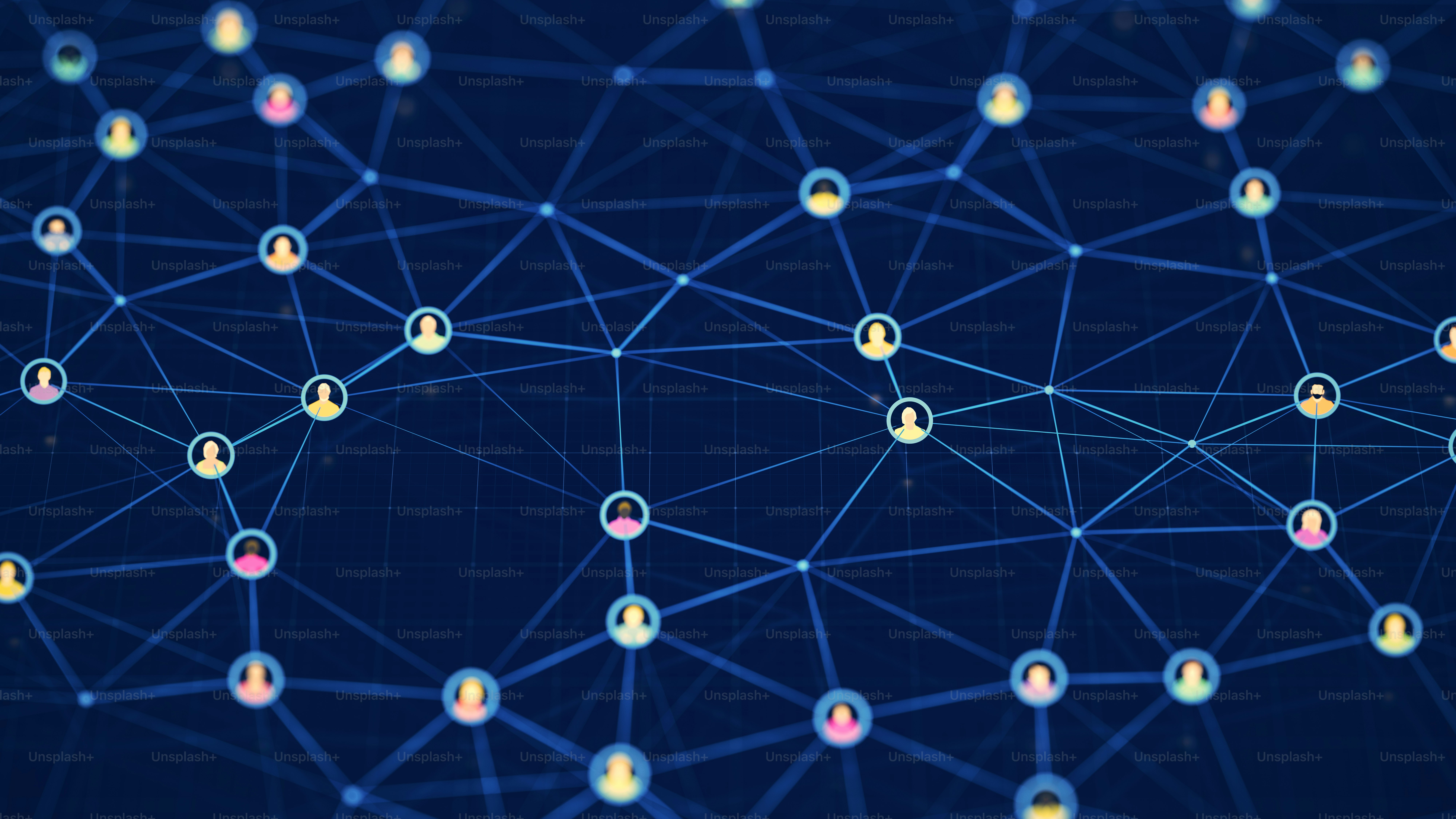 3D anonymous people avatars in virtual space.