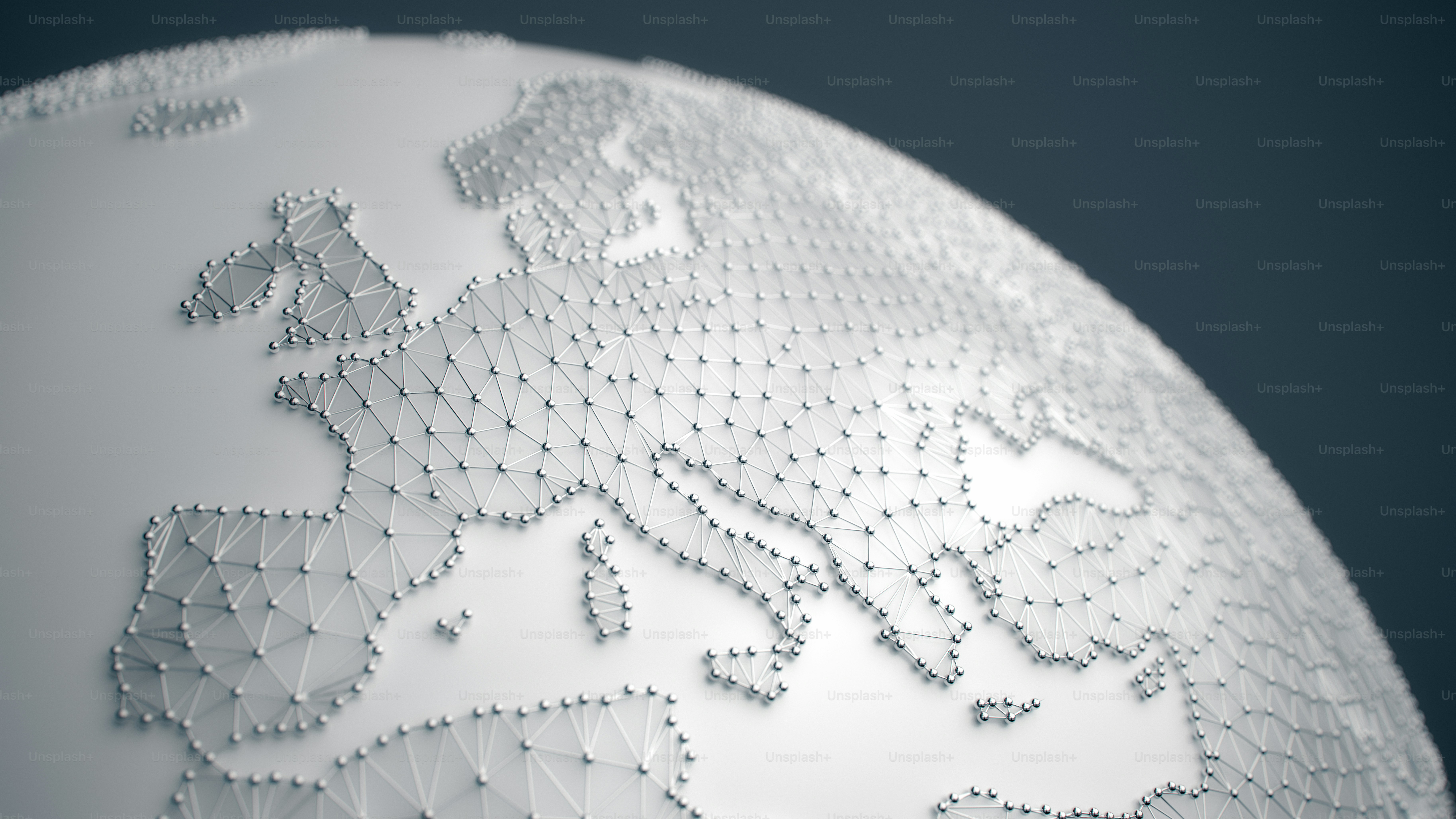 Globe made with connected metallic spheres.