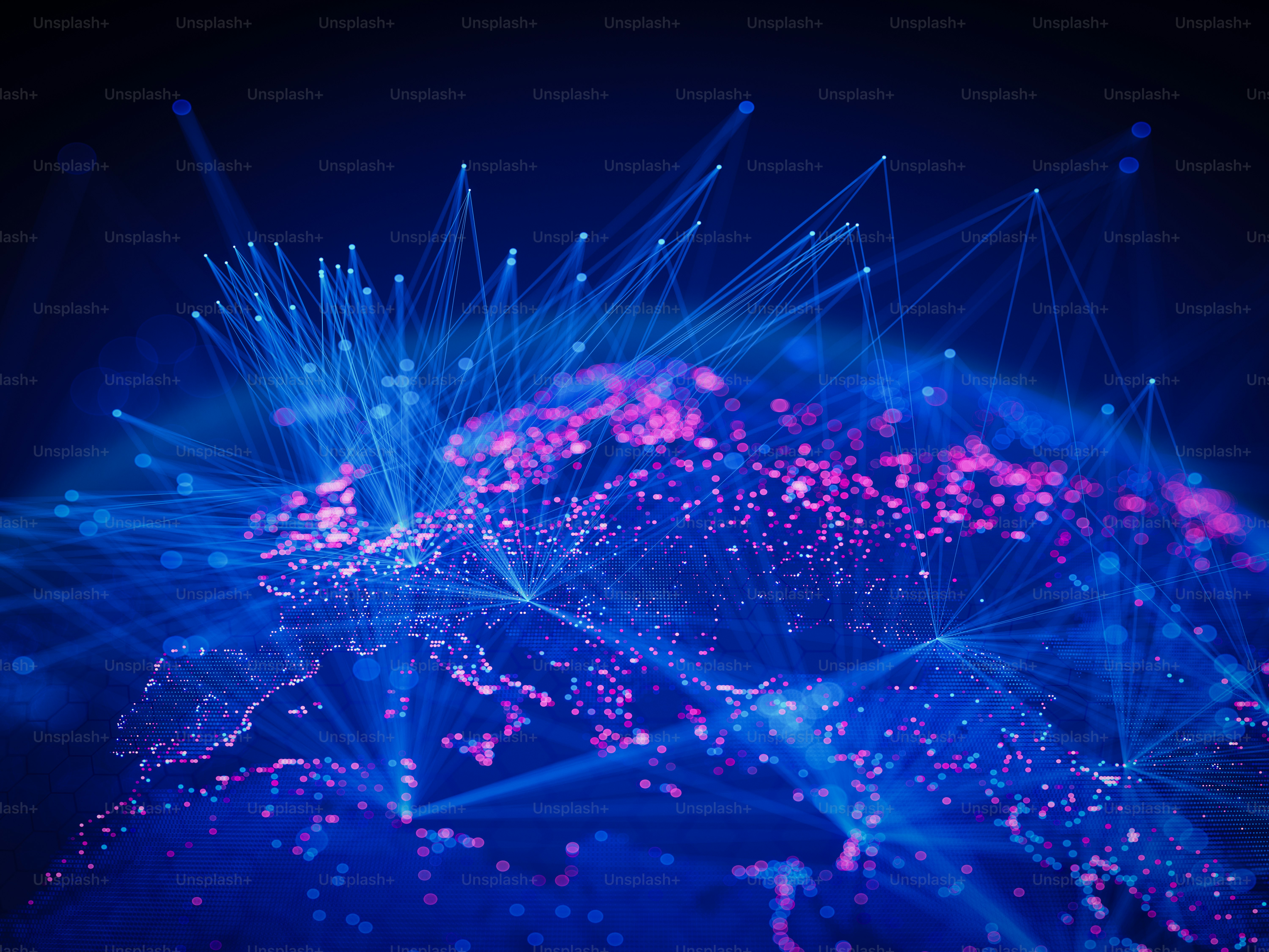 Vista del Globo Azul desde el espacio por la noche con conexiones. (Mapa mundial cortesía de la NASA: https://visibleearth.nasa.gov/view.php?id=55167)