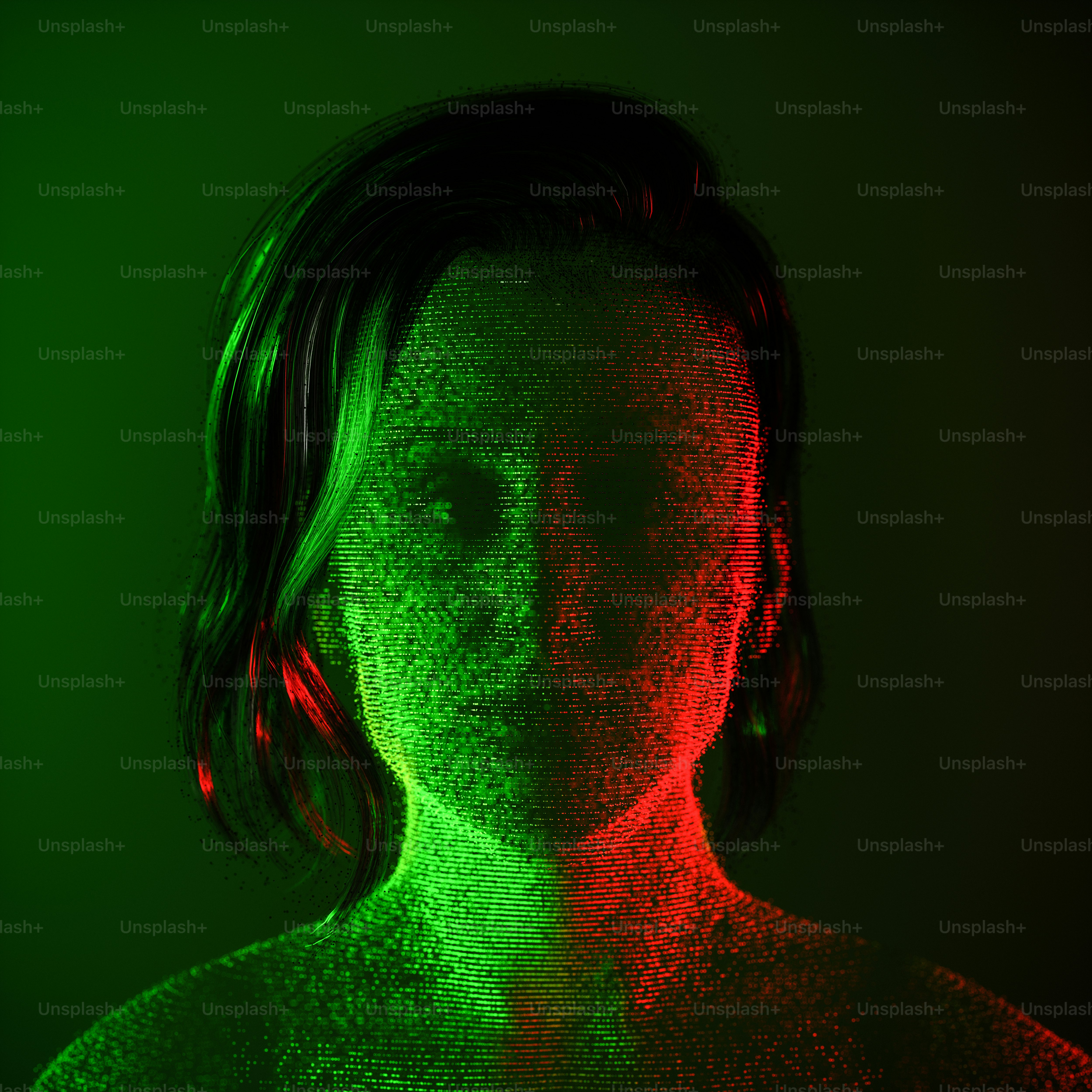 Holograma 3D de una cabeza humana.