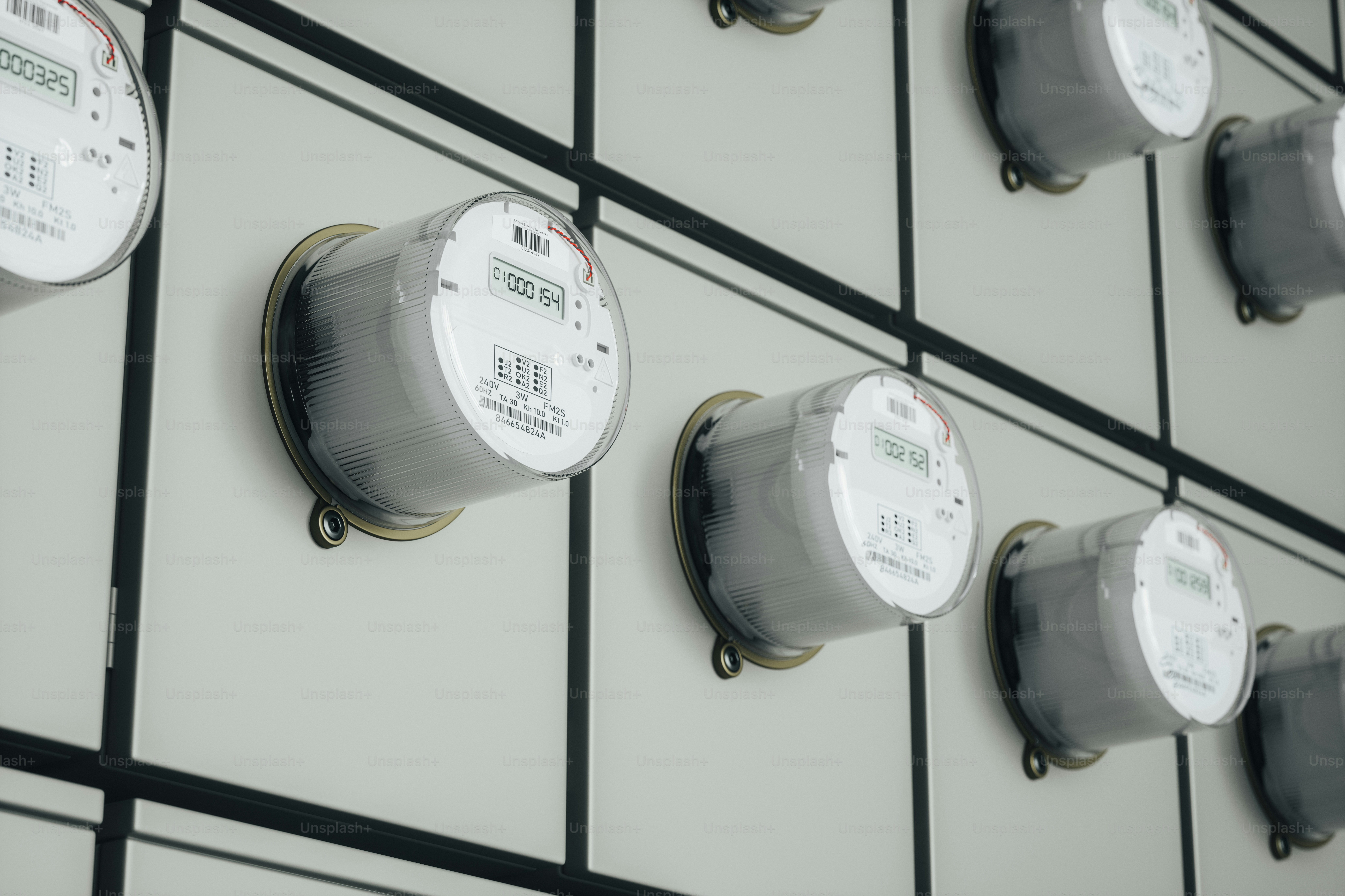 Digitale Stromzähler hintereinander.