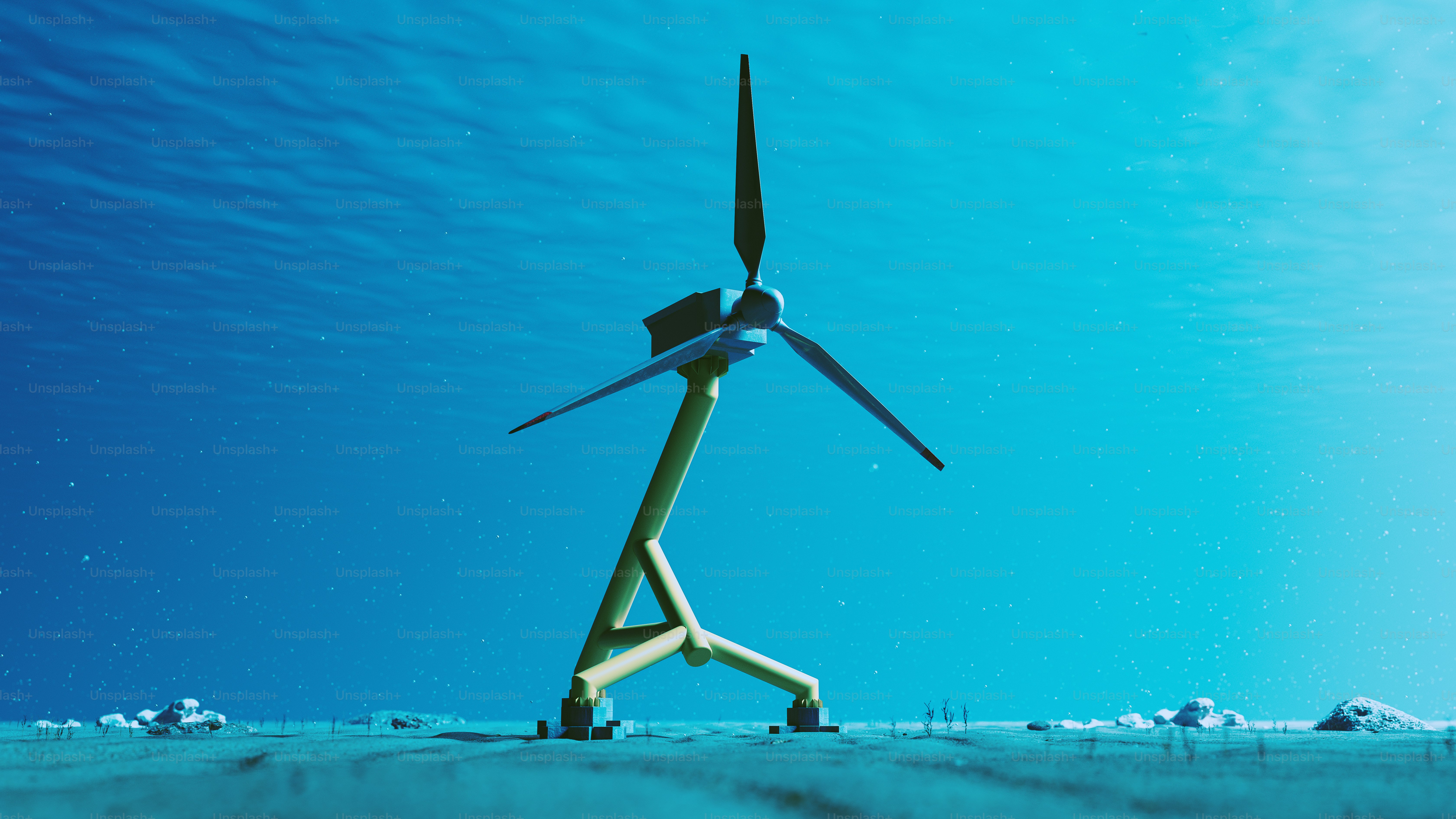 Turbina subacquea per l'energia mareomotrice.