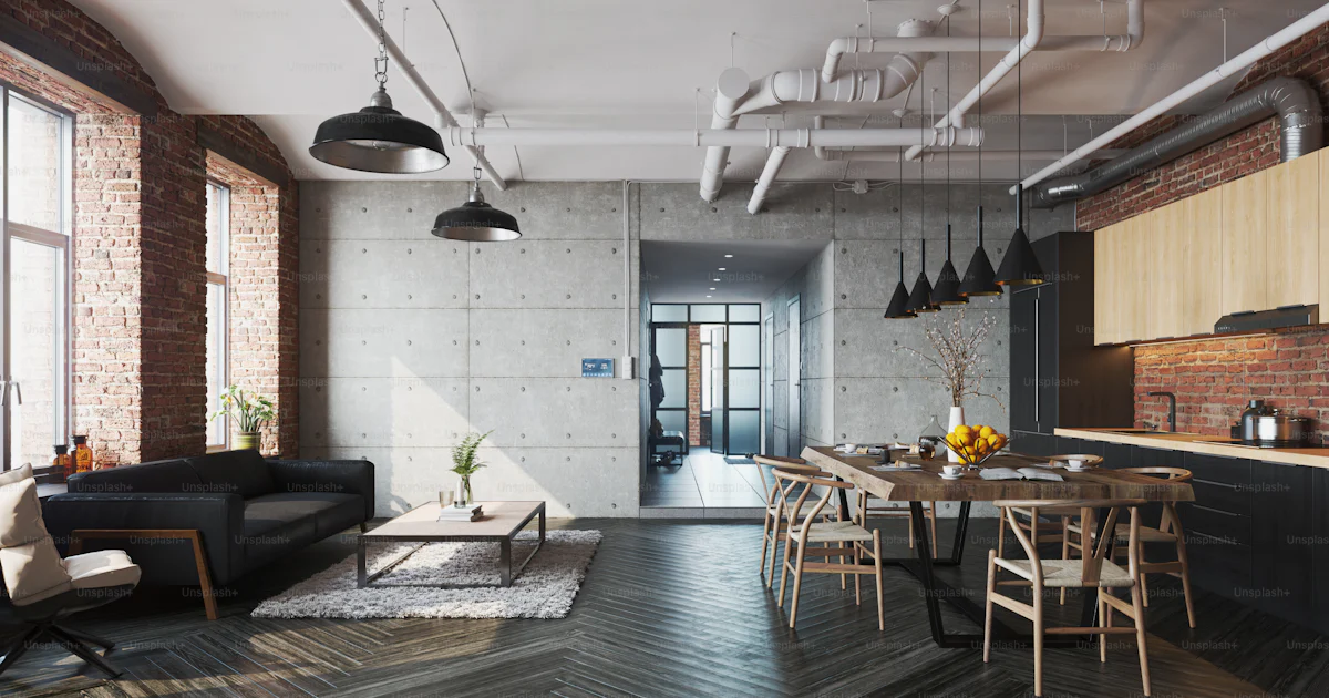 Interior de una casa loft de lujo con sistema de automatización ...