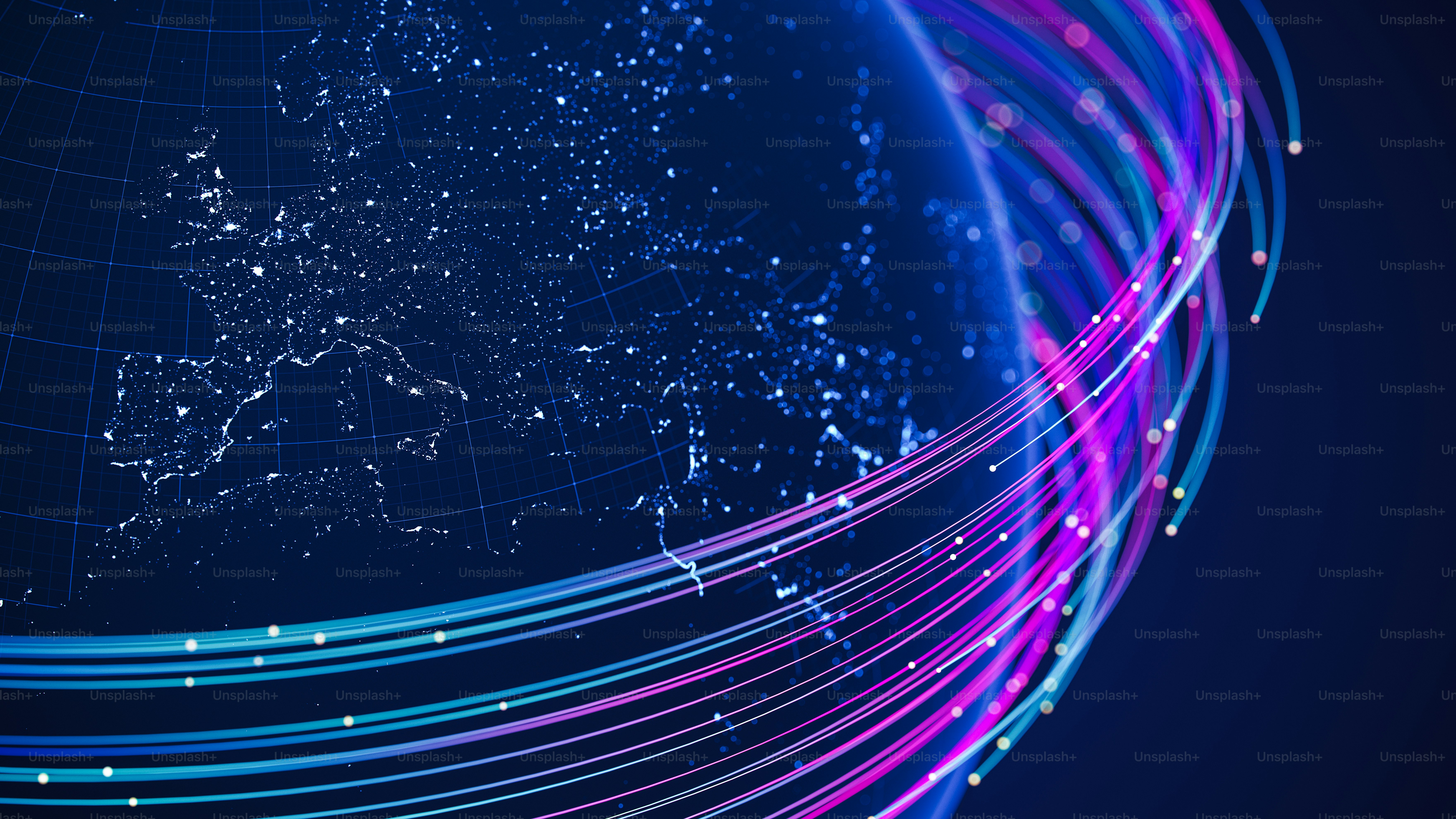 The flow of data across a connected world.(World Map Courtesy of NASA ...