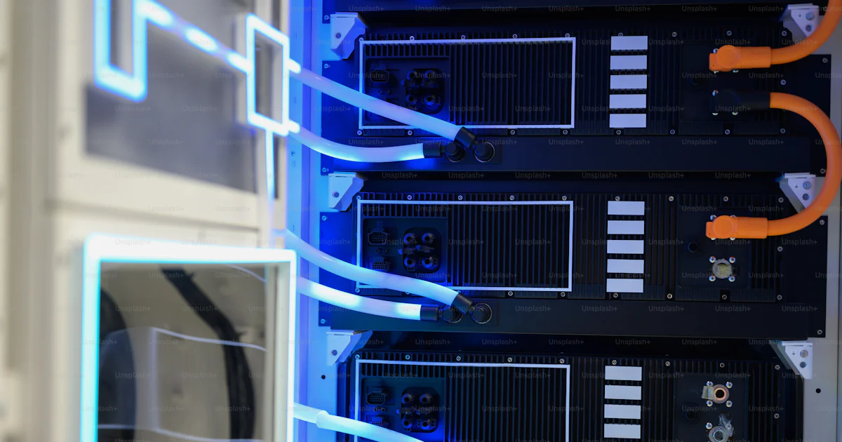 Server Rack Cloud Real Close view of high-end server rack with liquid cooling, used in data ...