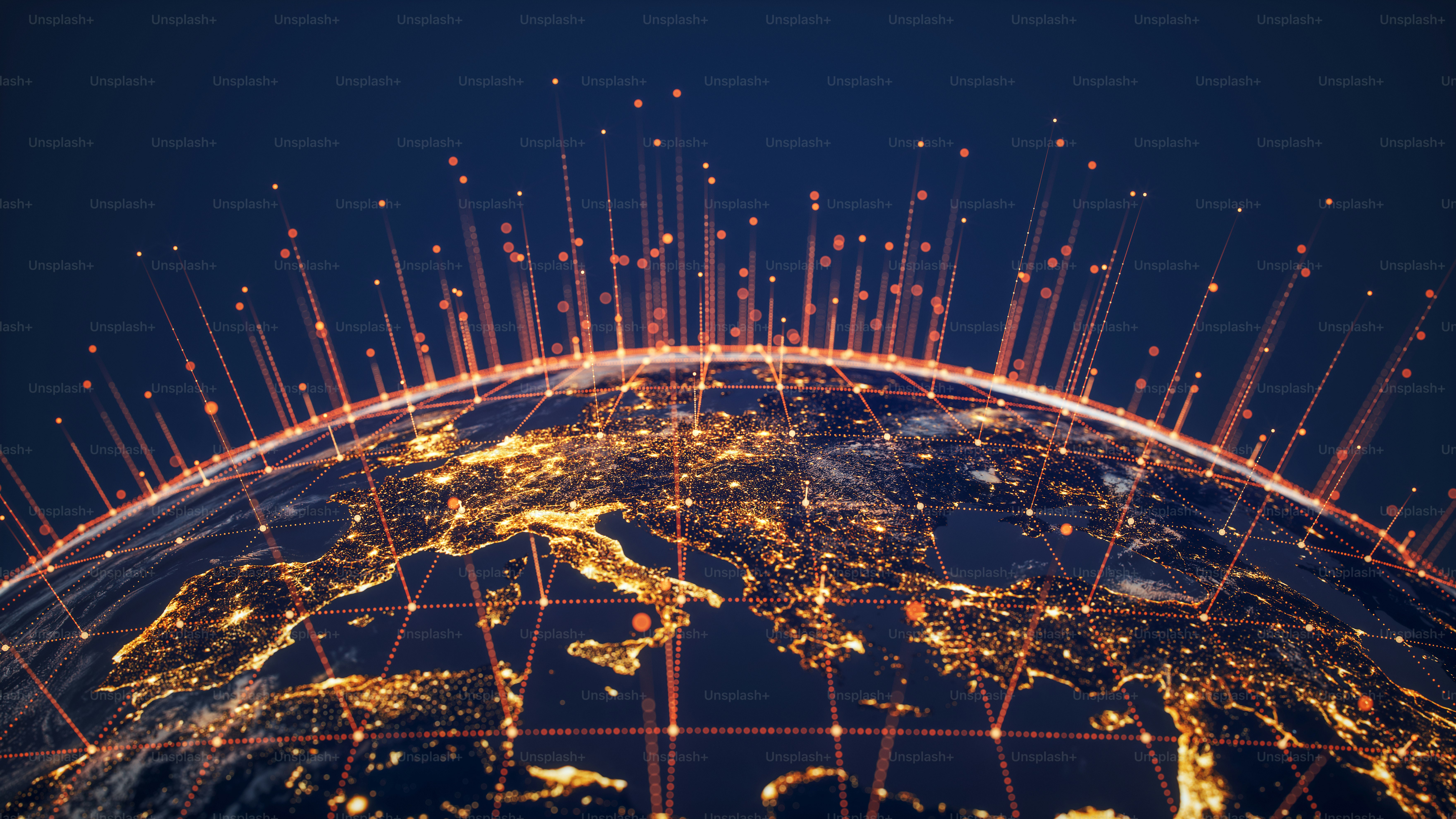Conceptual image of digital information and worldwide communication. A ...