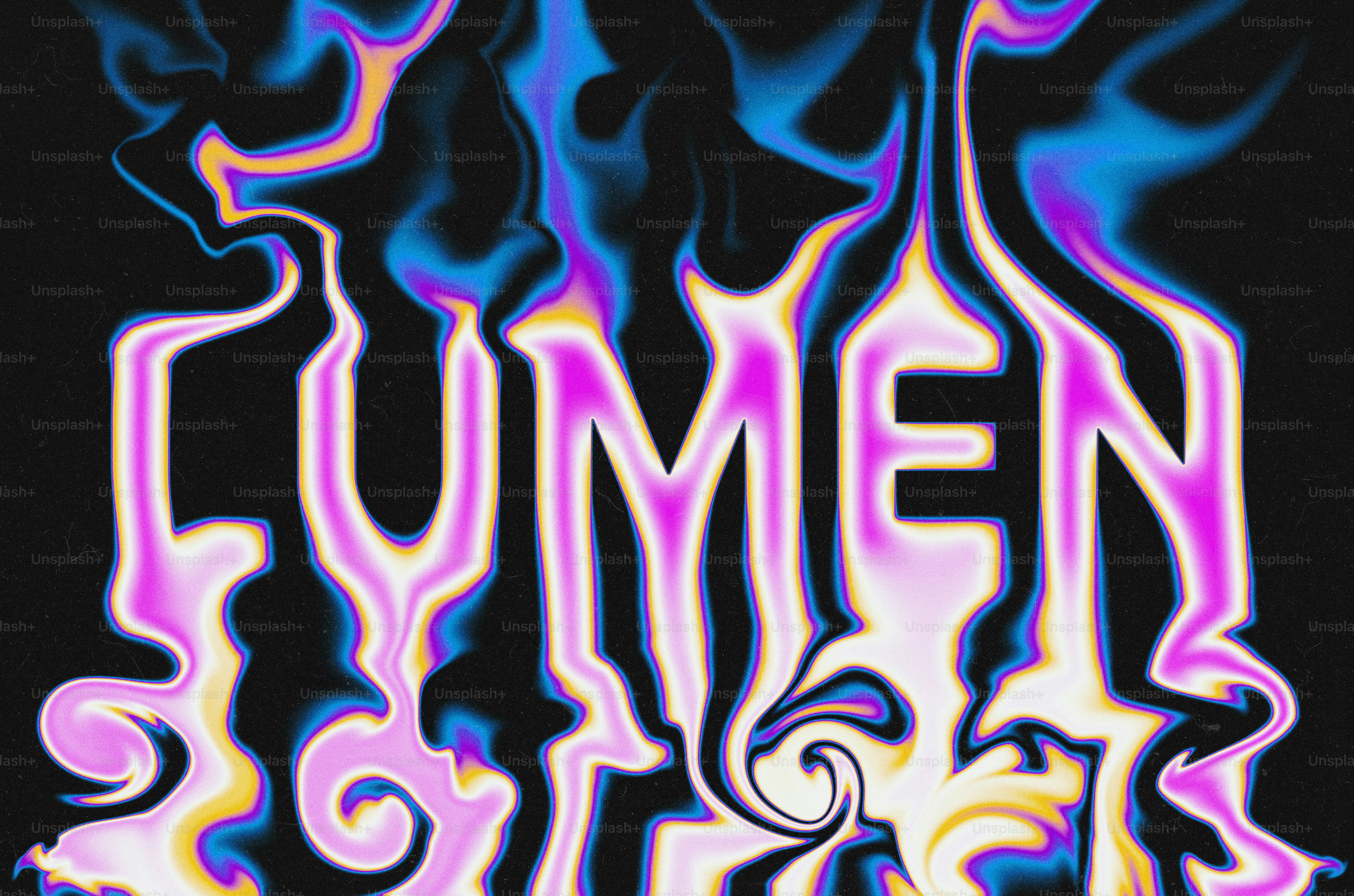 Texto Lumen con llamas abstractas y coloridas