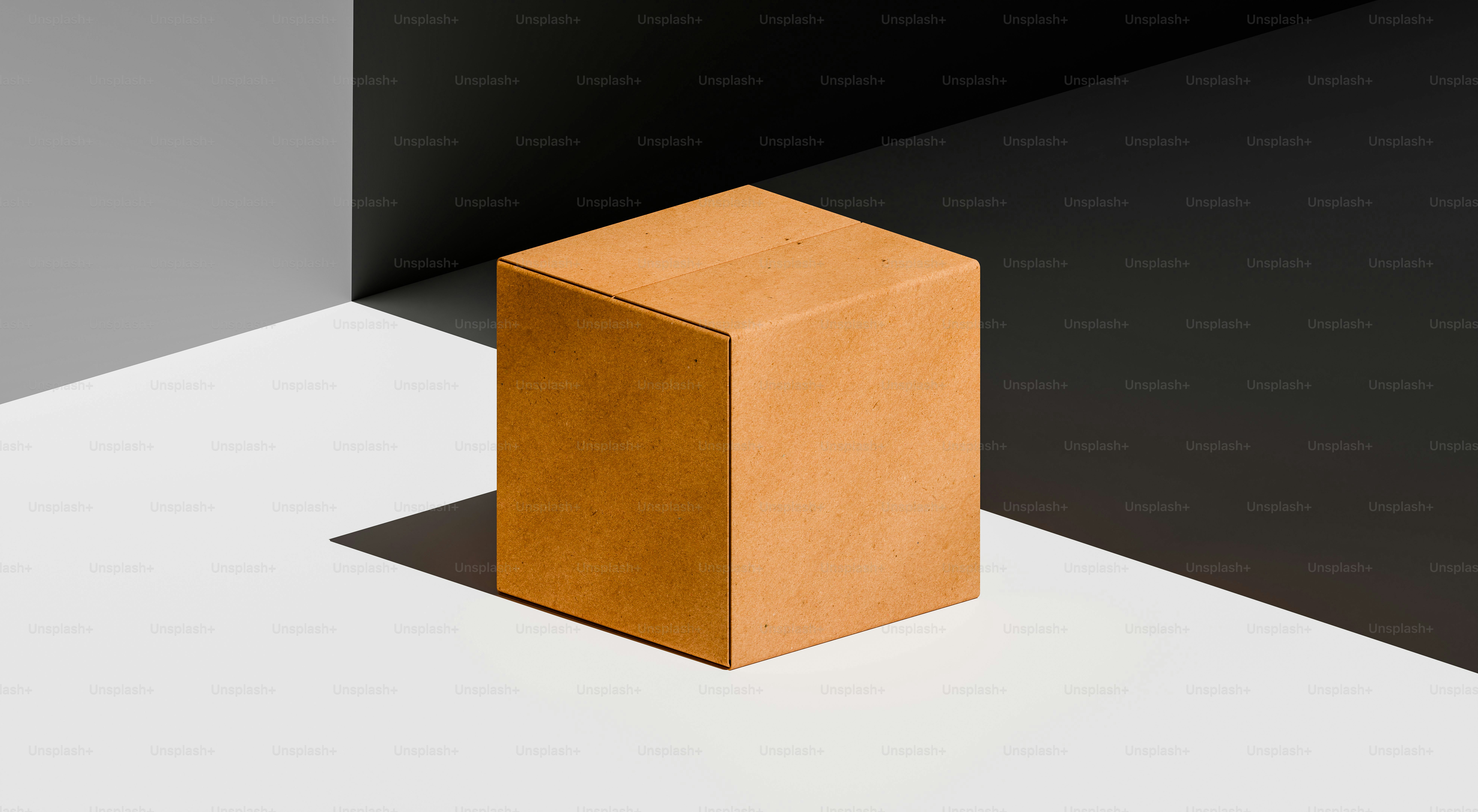 A single orange cube on a white surface. photo – 3d render Image on ...