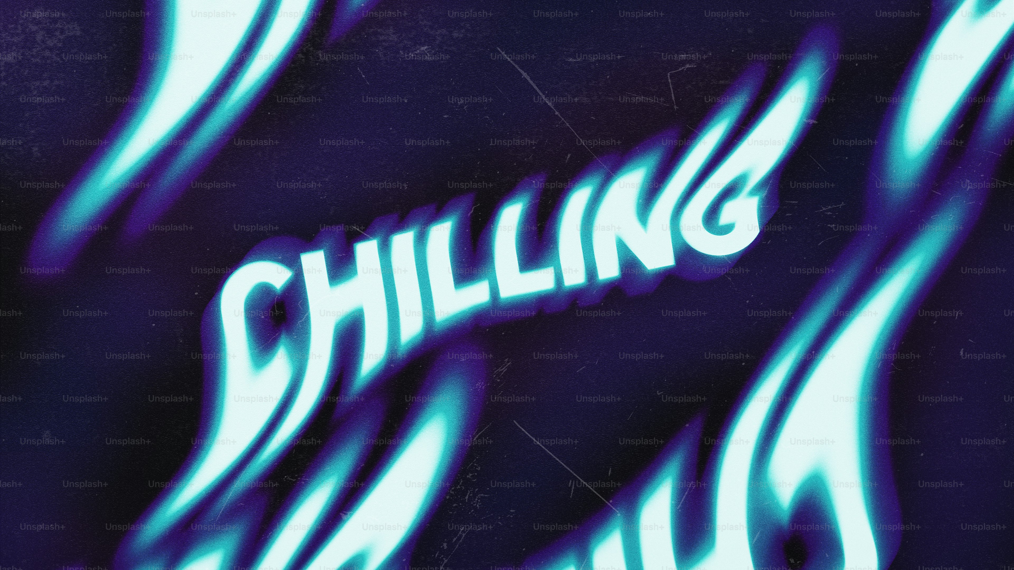 Distorted word chilling on a dark background