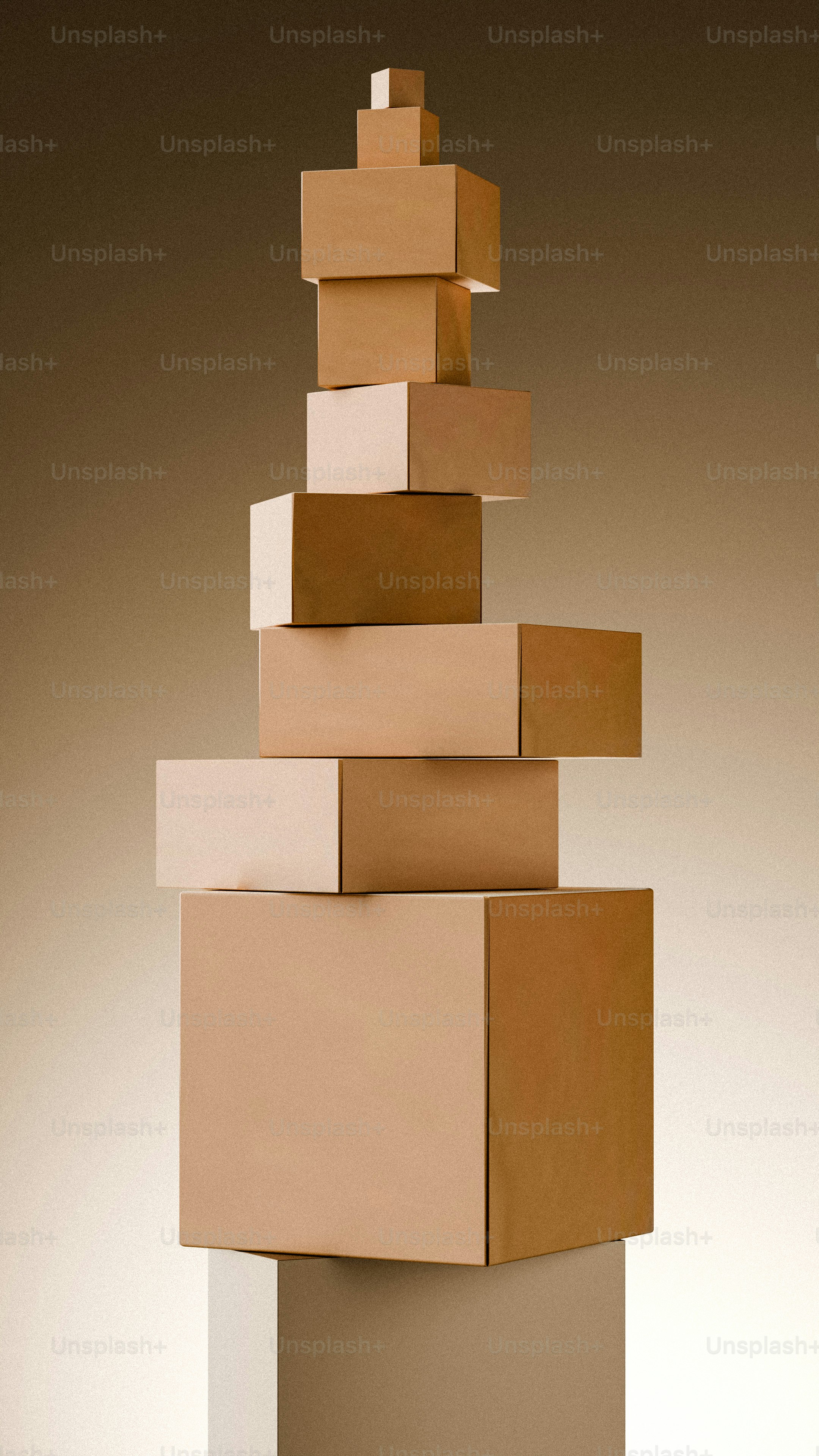 Stack of cardboard boxes of various sizes