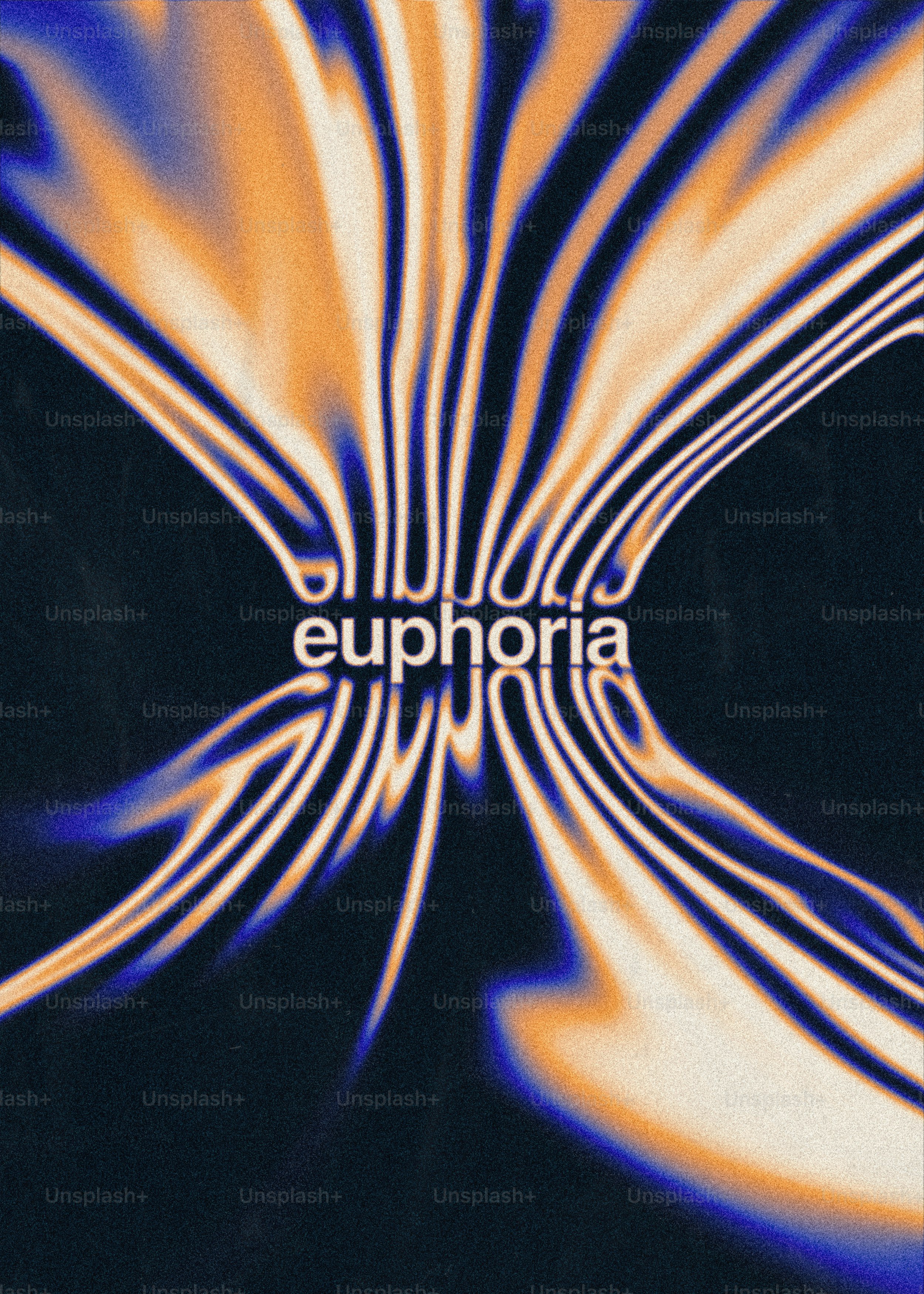 Abstract swirling colors with the word euphoria