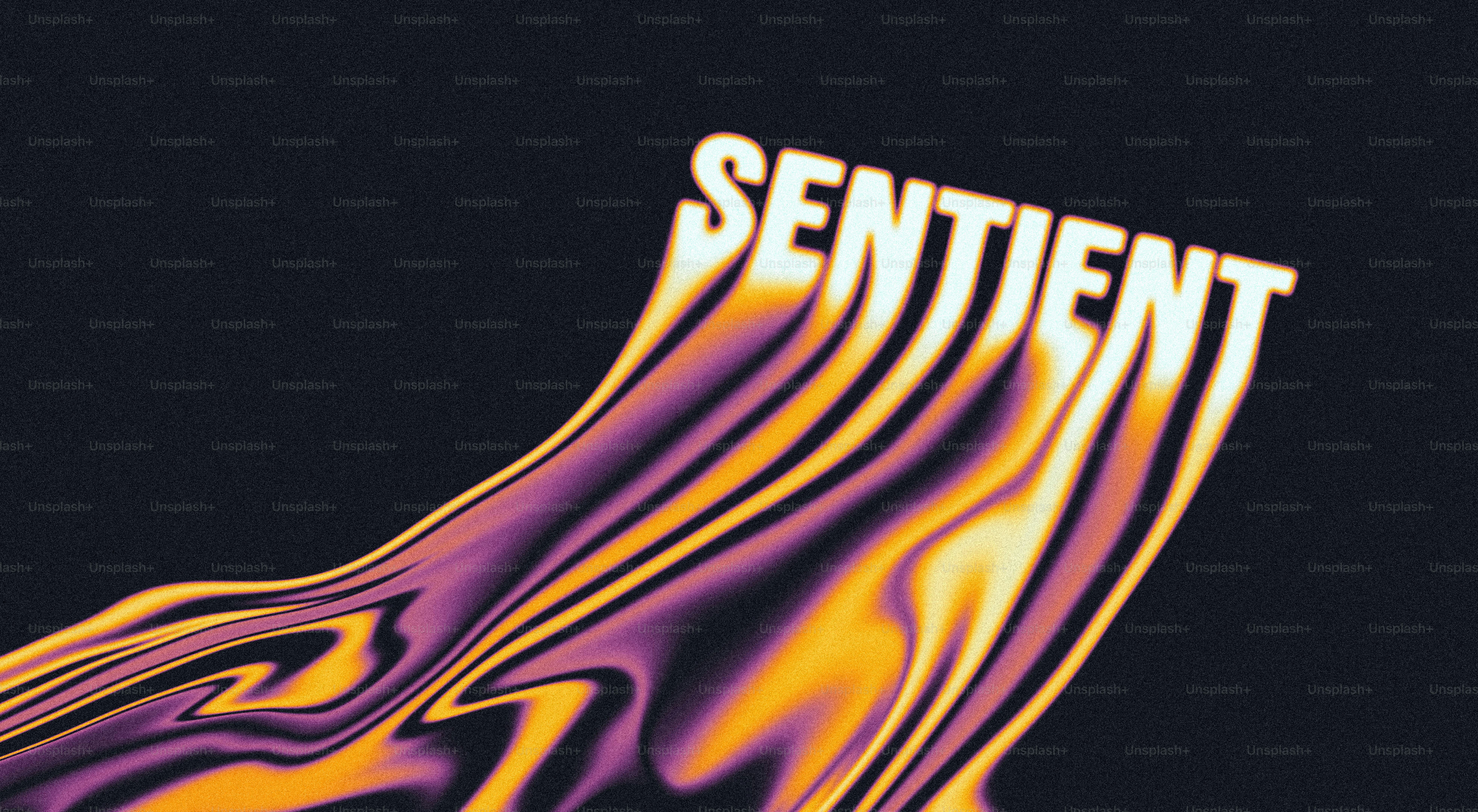 Sentient text on a dark, wavy background