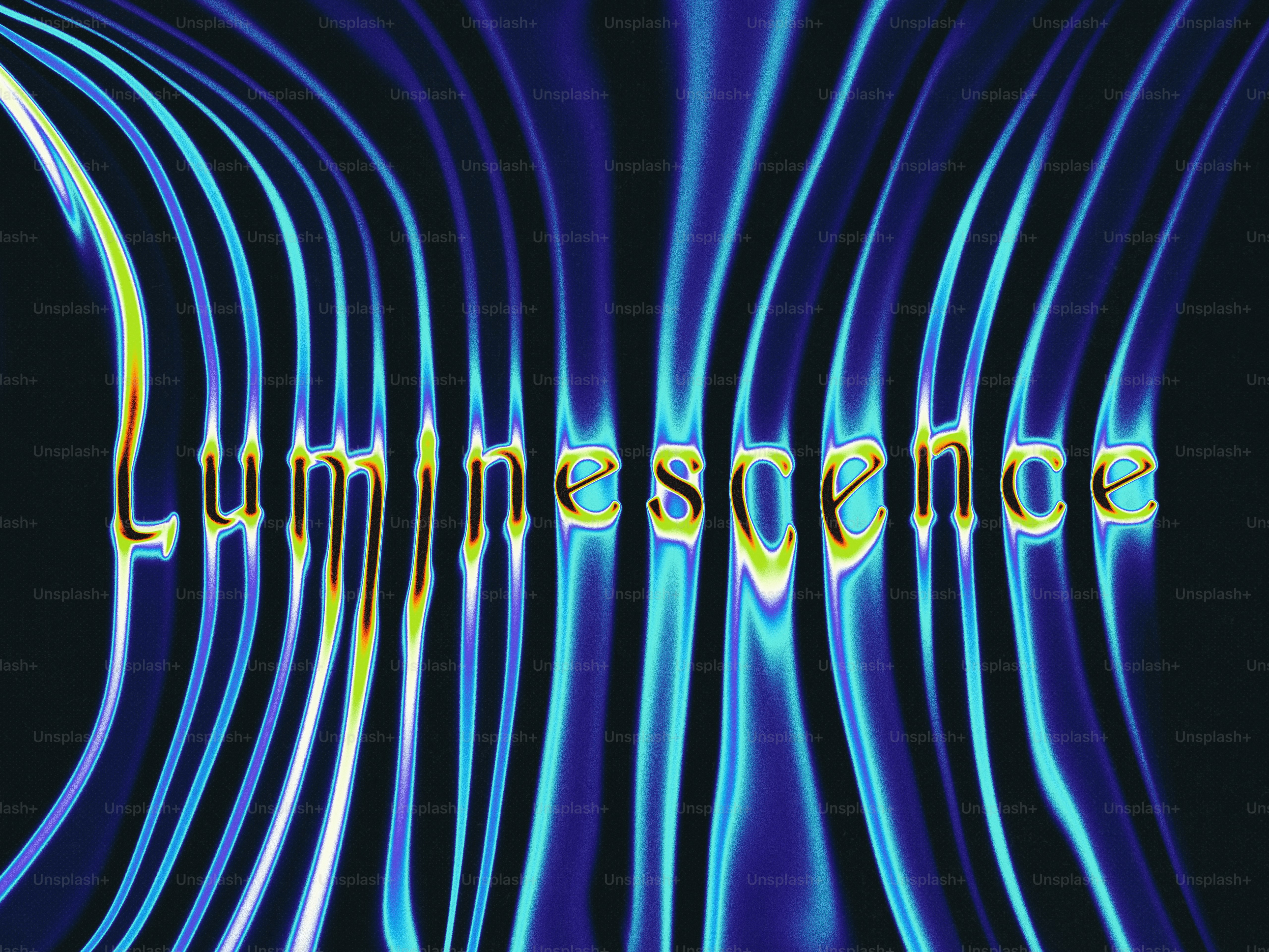 Luminescence text with abstract blue background