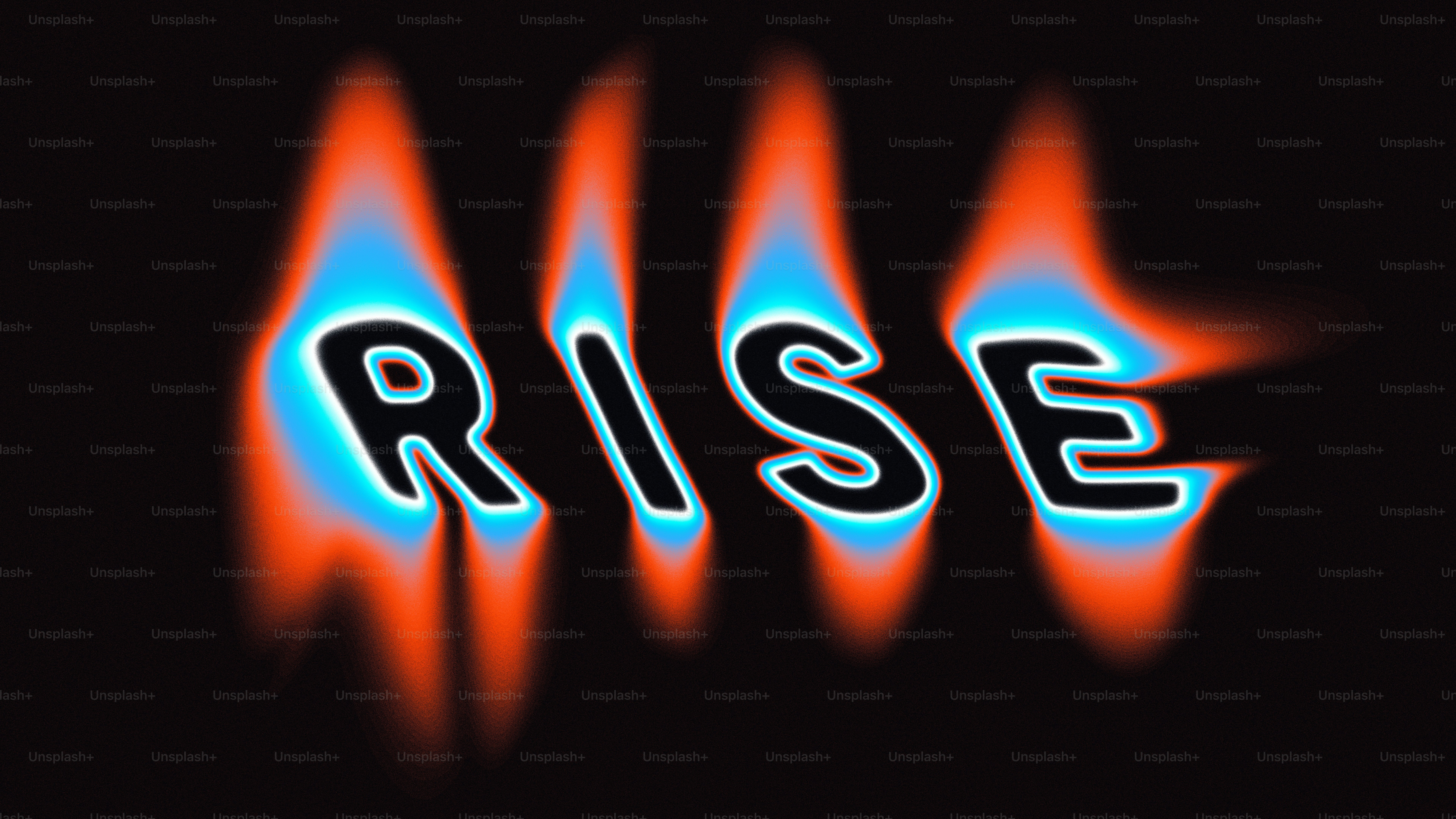 The word rise written in fiery blue and orange flames