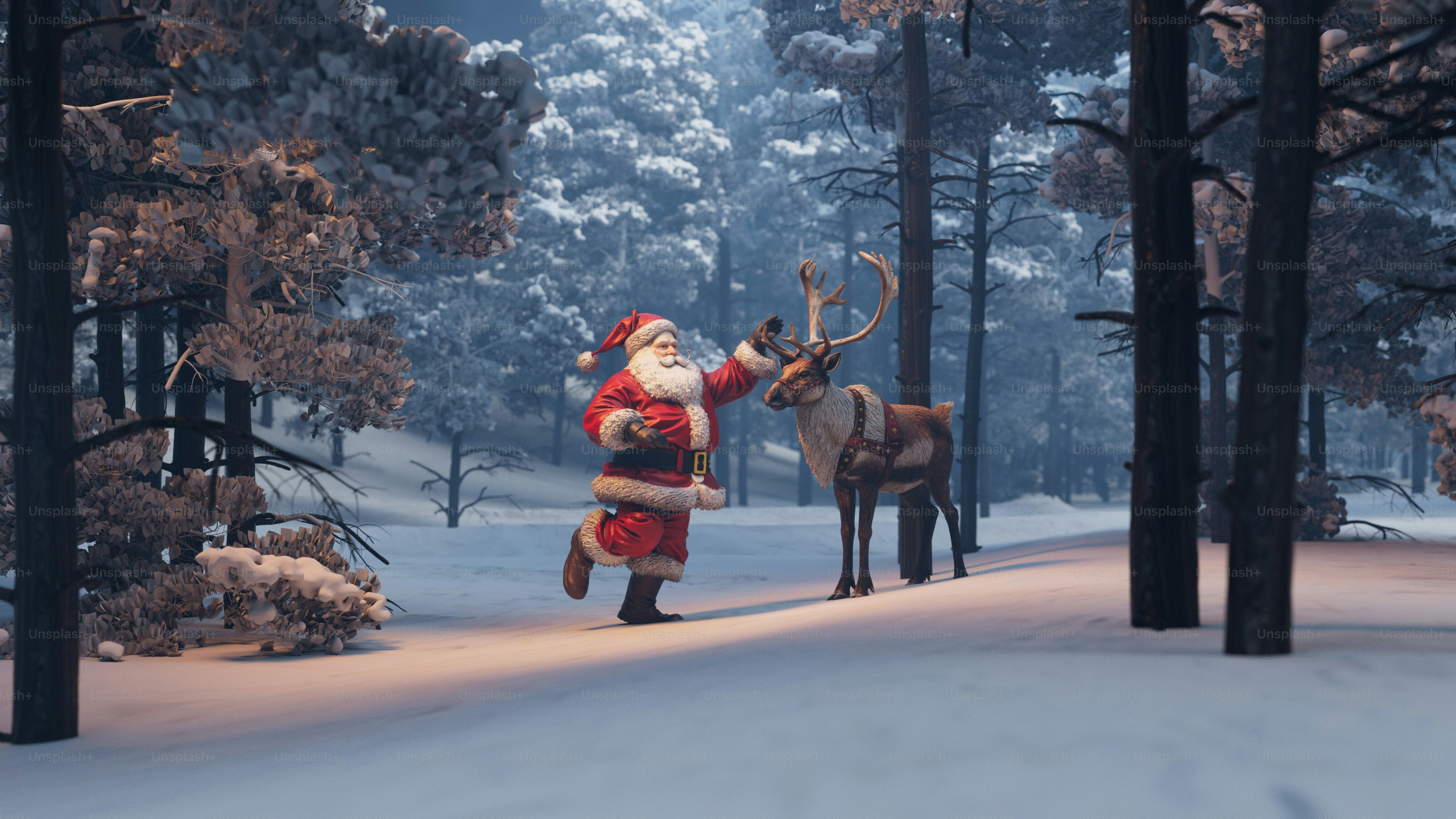 Santa claus walking through a snowy forest. photo – Christmas Image on ...