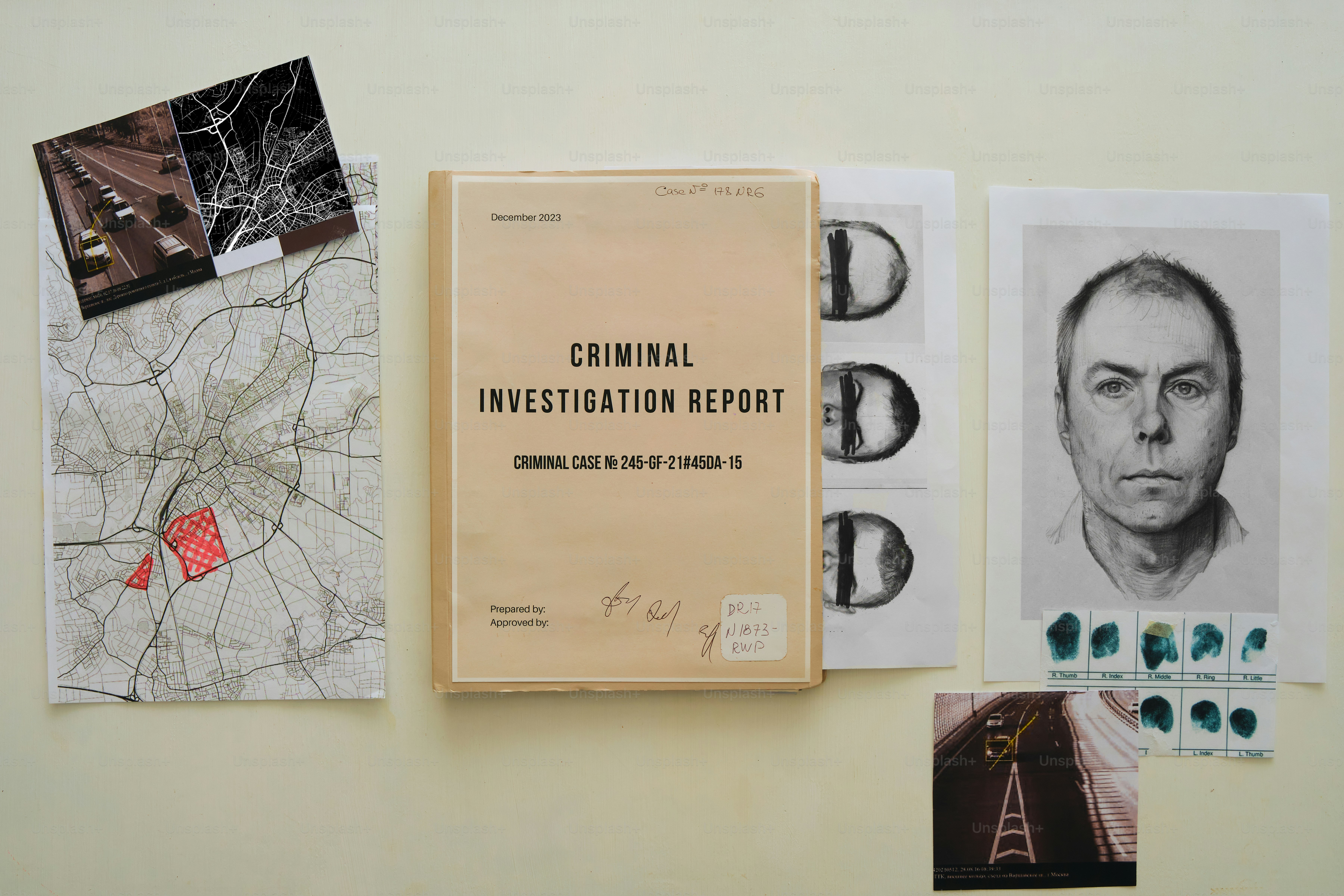 Criminal investigation report with suspect photos photo – Documents ...