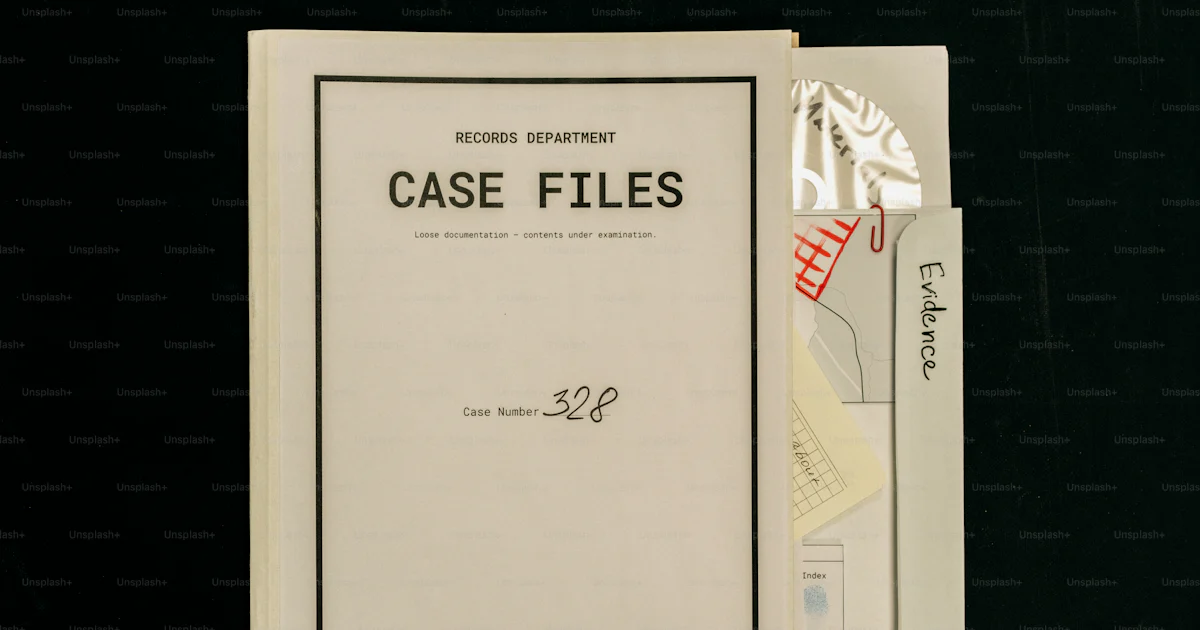Case files folder with evidence envelope and evidence envelope photo ...