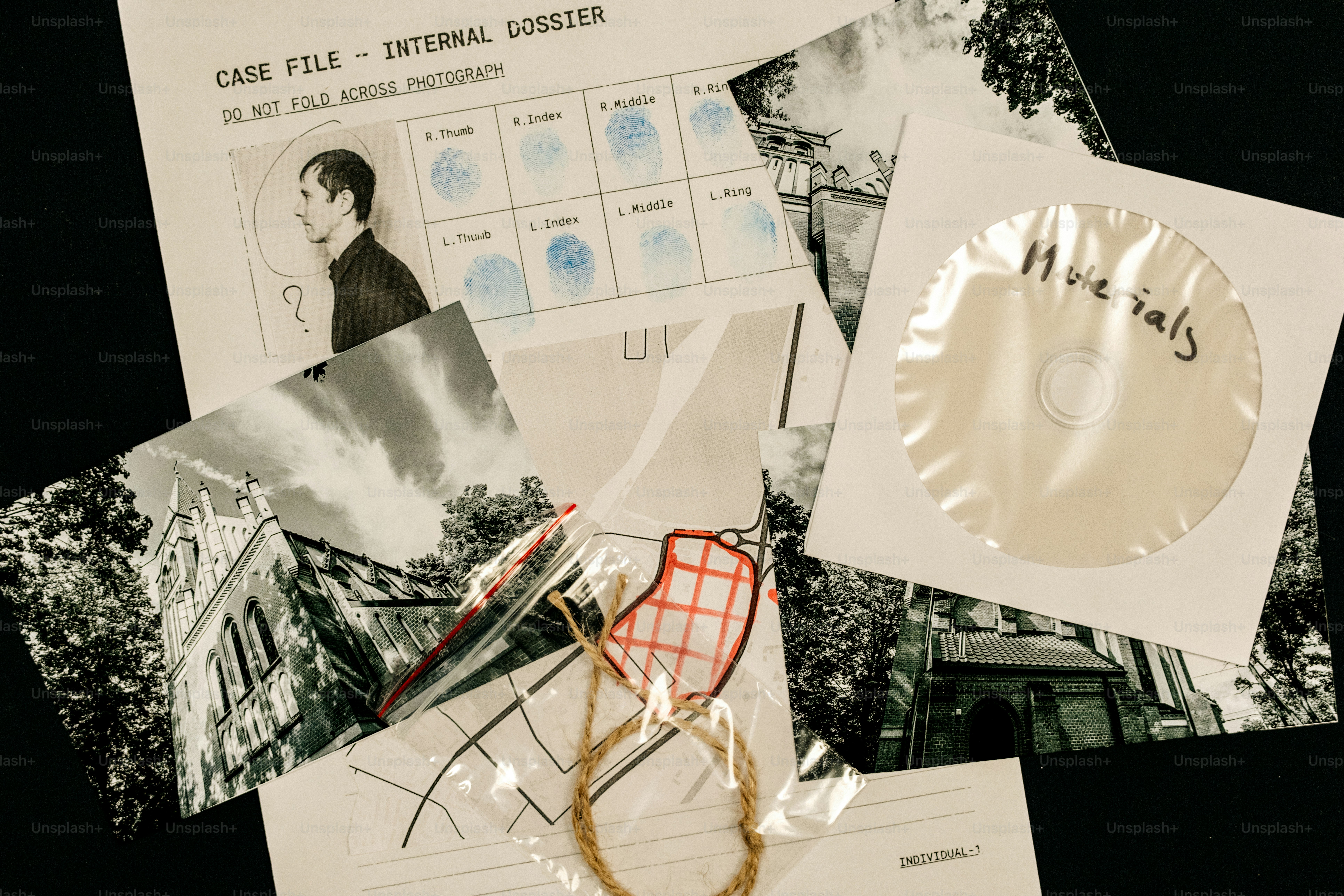 Crime scene evidence laid out for review