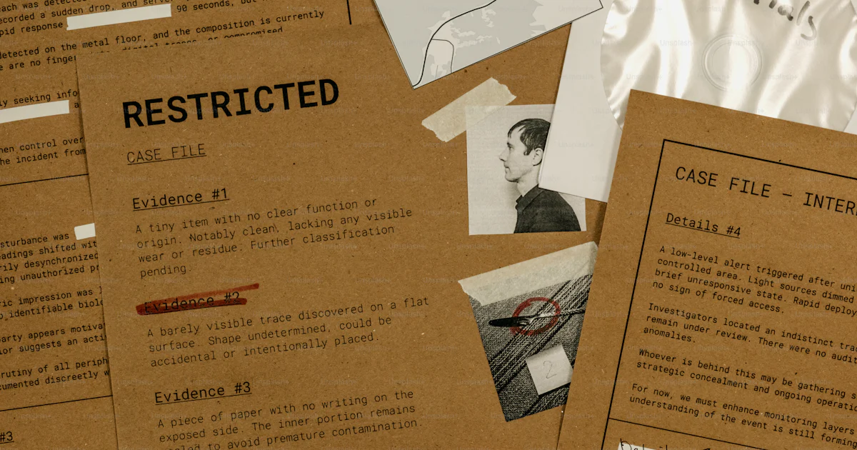 Restricted case files with evidence details. photo – Paper Image on ...