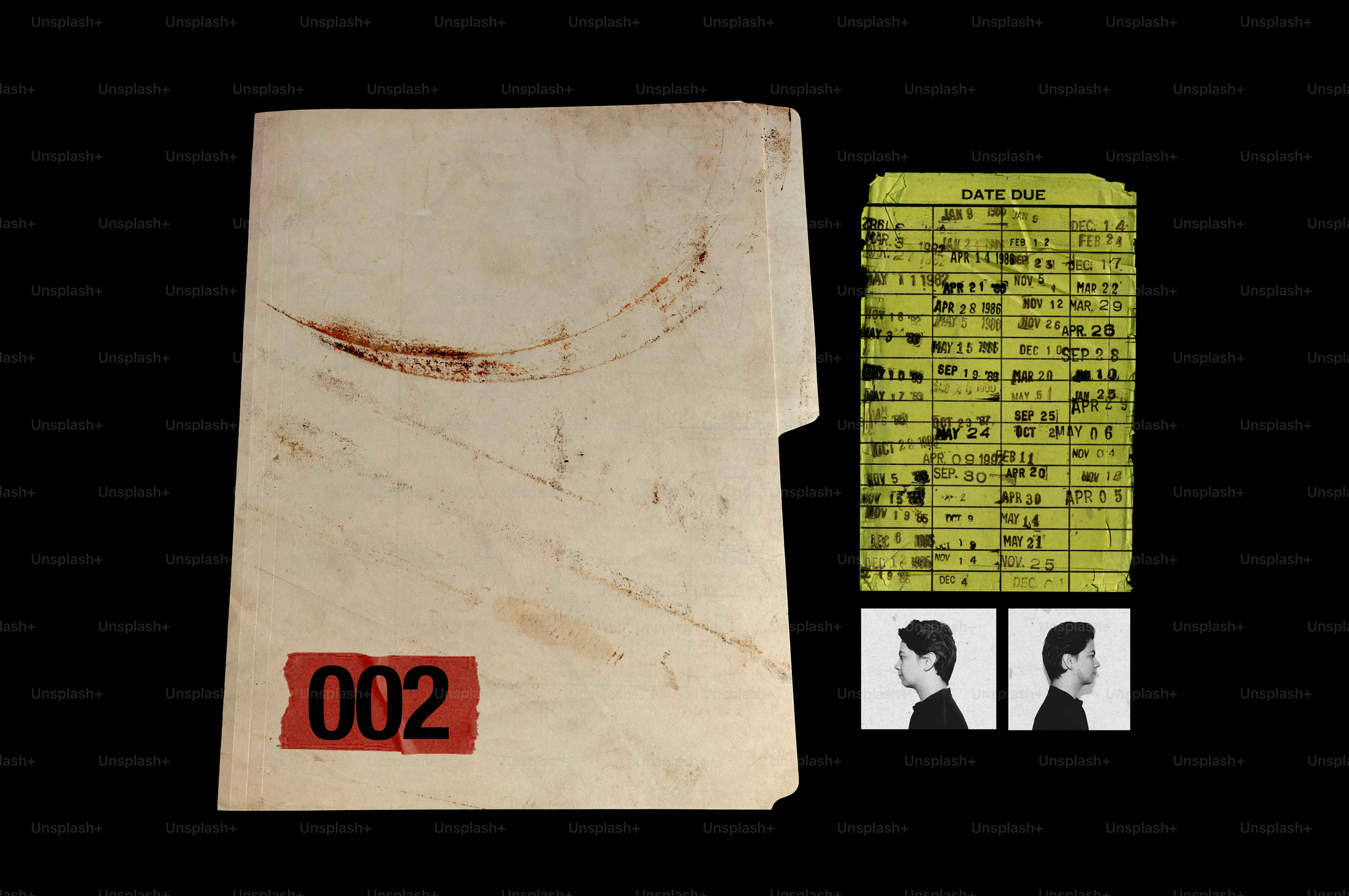 Old file folder with id photos and document.