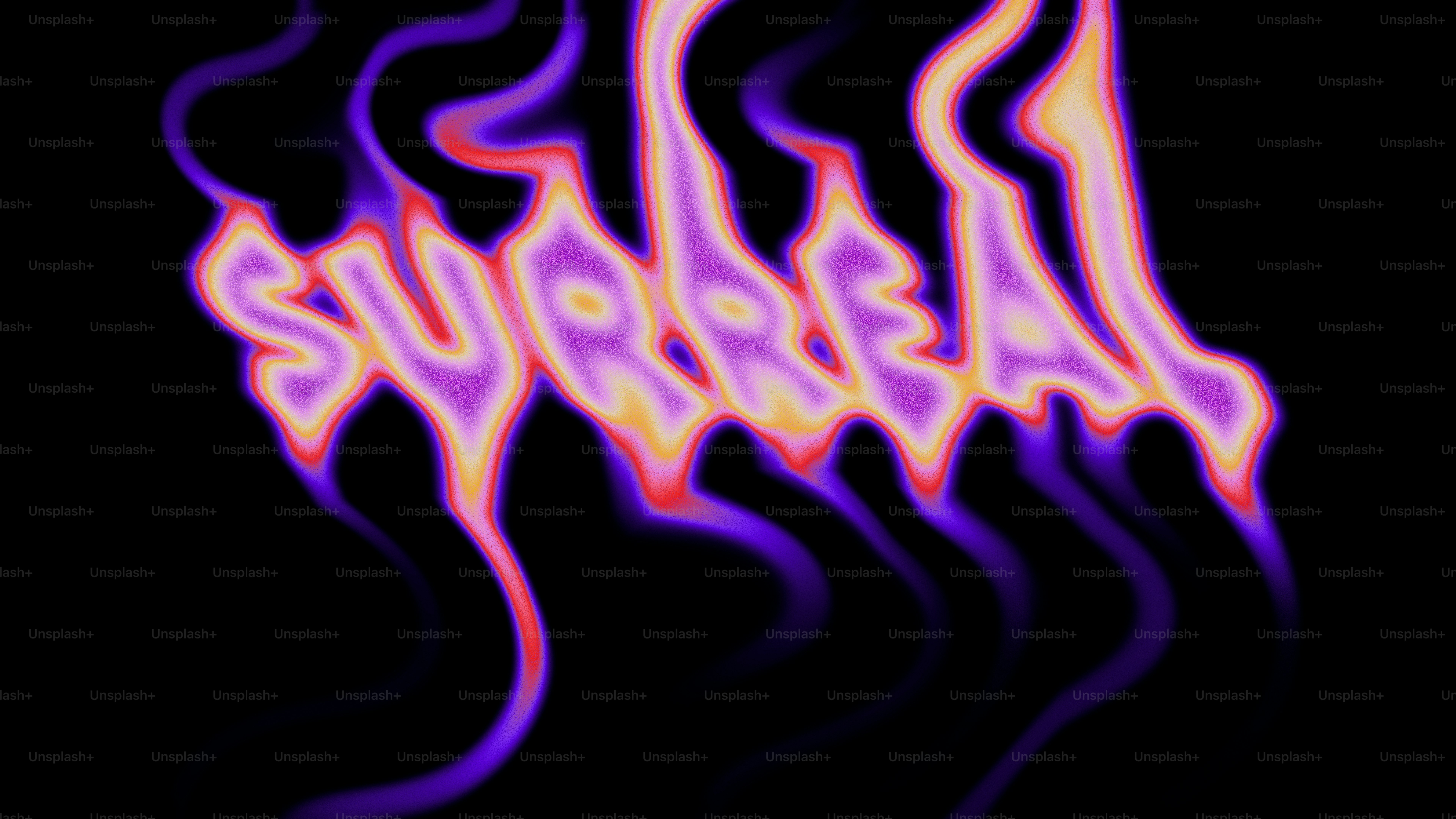 Surreal text with melting effect on black background