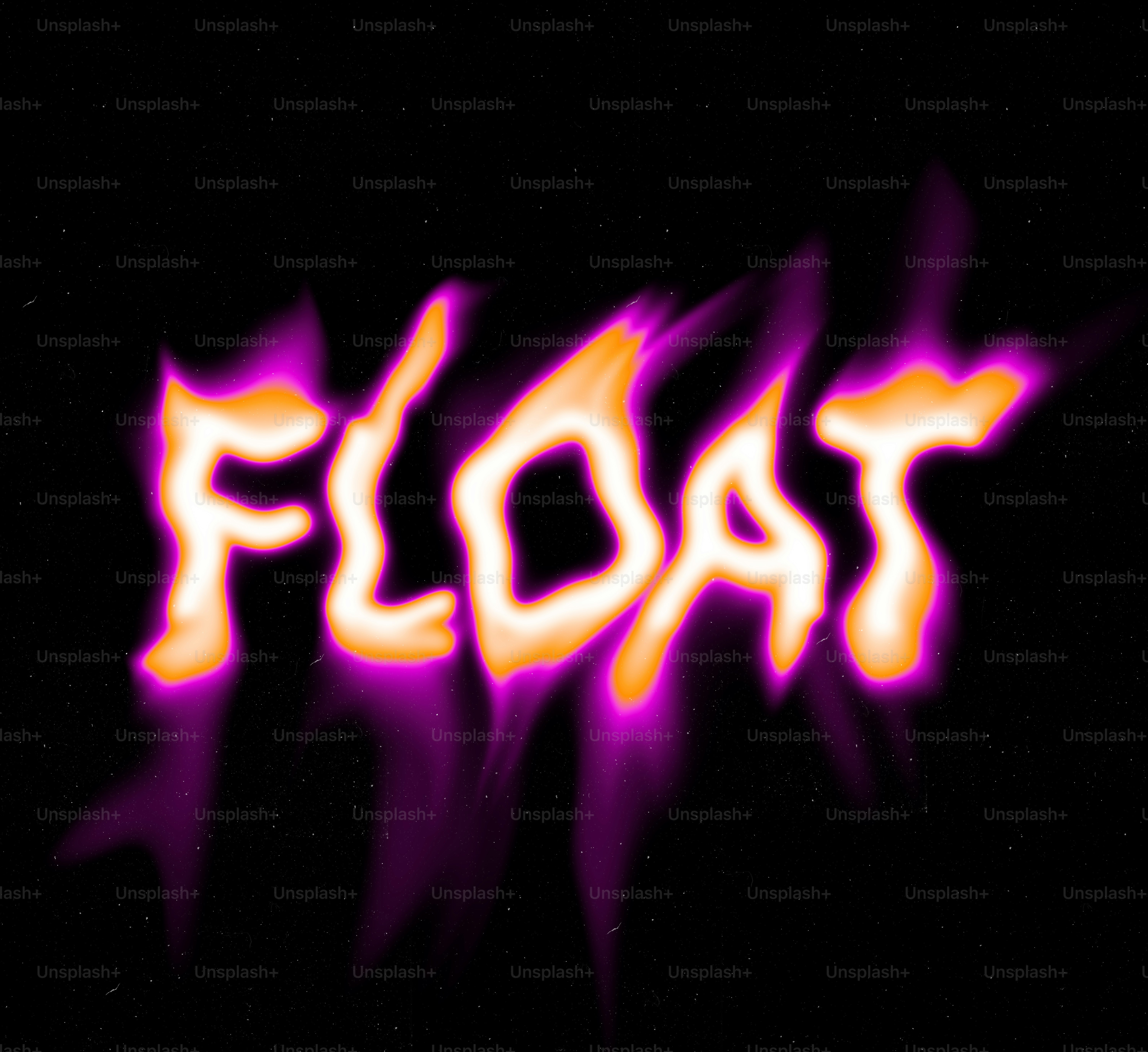 The word float written in fiery, glowing letters.