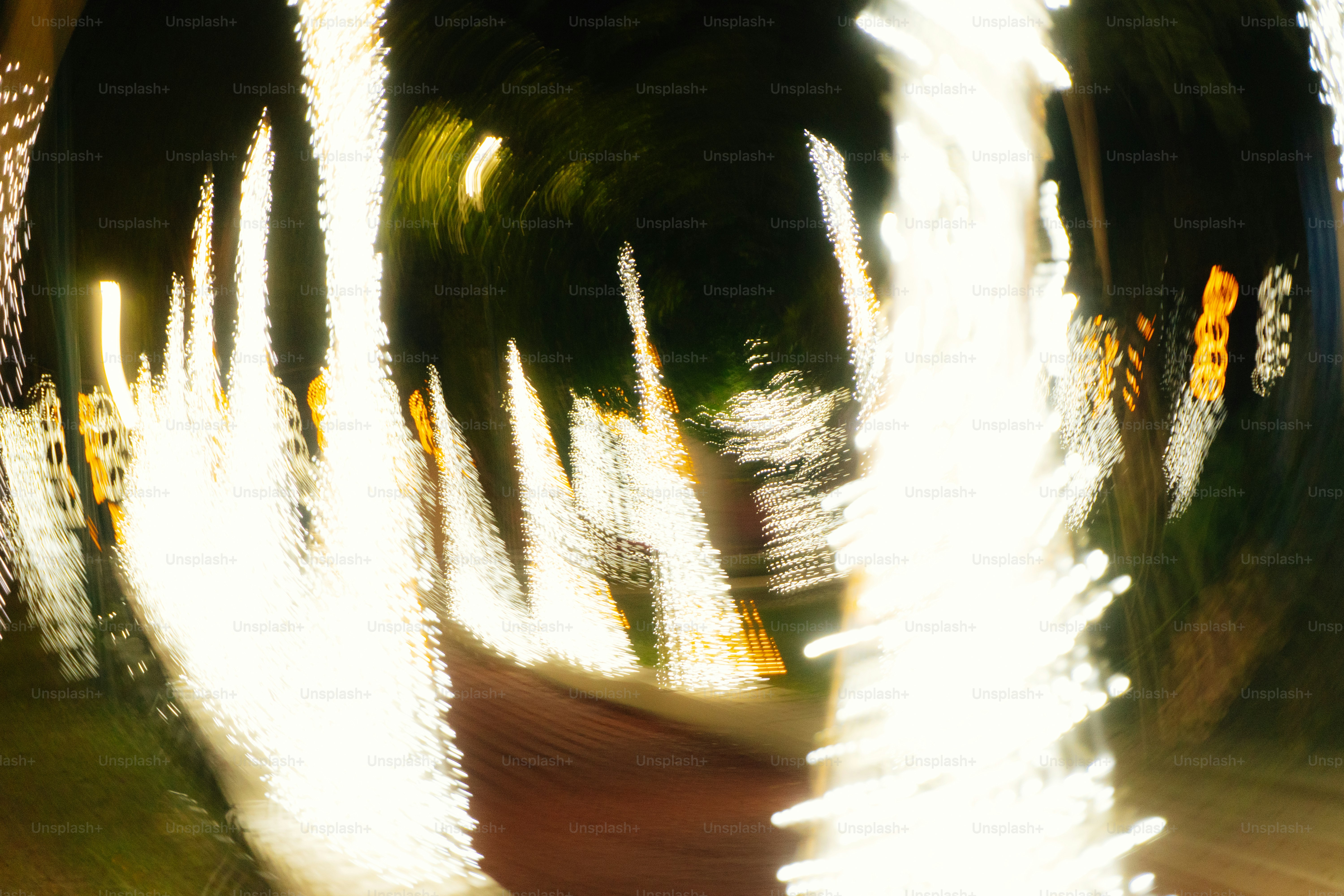 Blurry abstract lights at night with dark background