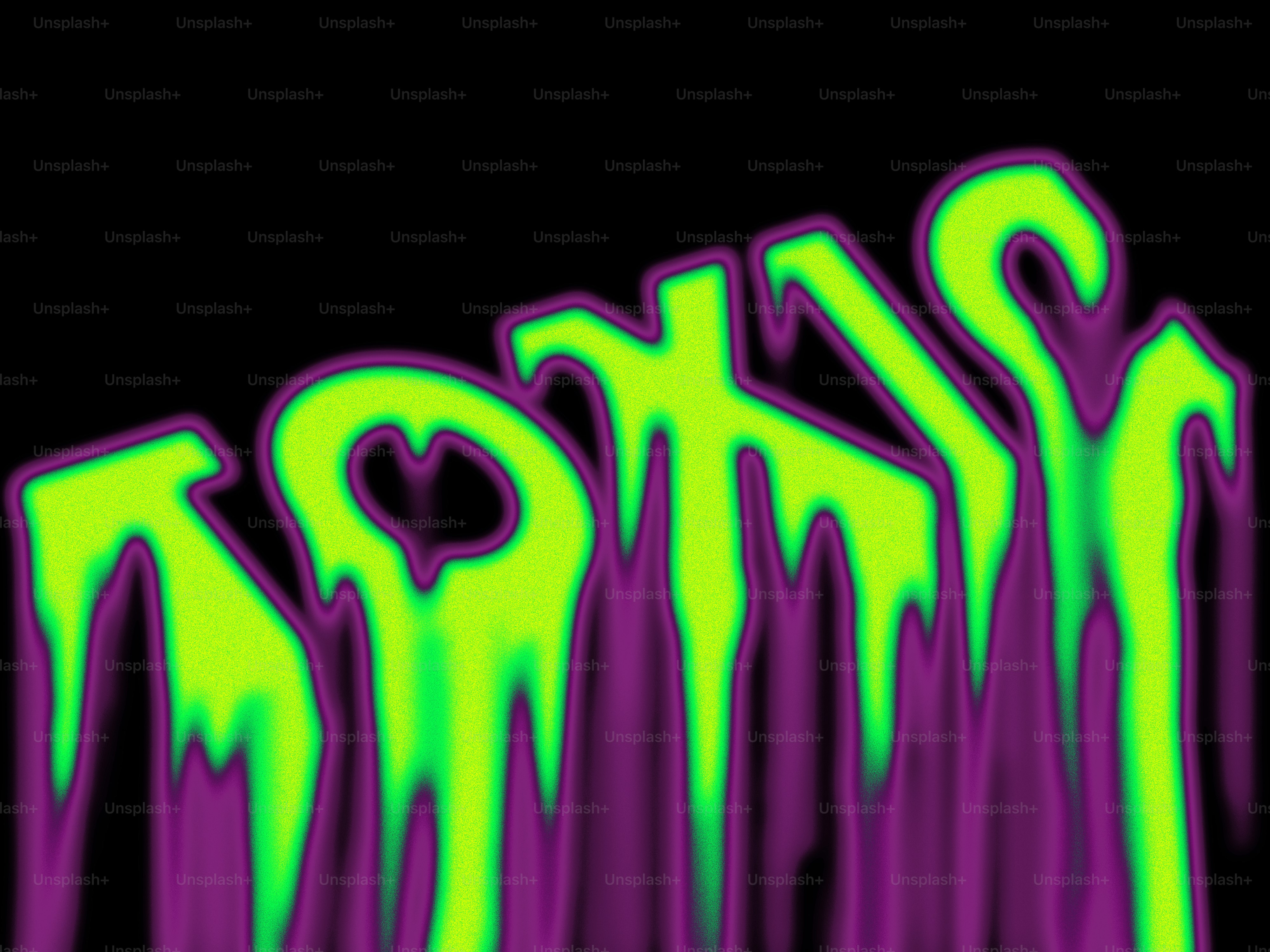 Neon green dripping text on black background