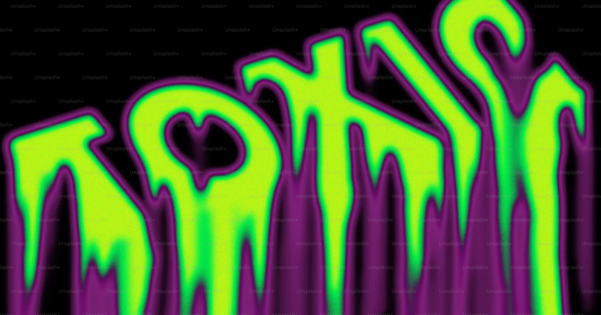 Neon green dripping text on black background photo – Abstract ...