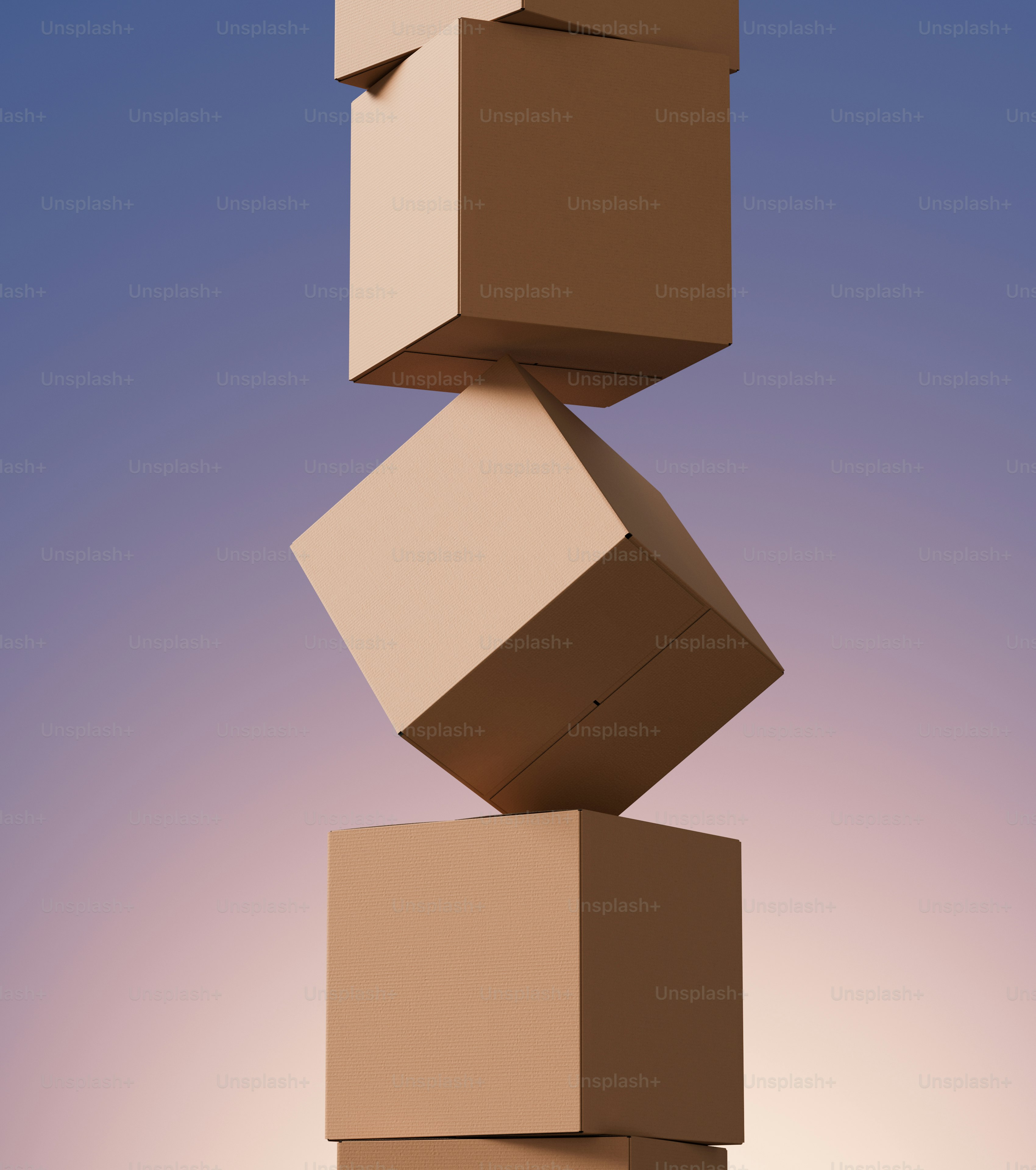 크기가 다양한 세 개의 쌓인 골판지 상자. 사진 – Unsplash의 창고 이미지, image size:3000x3388