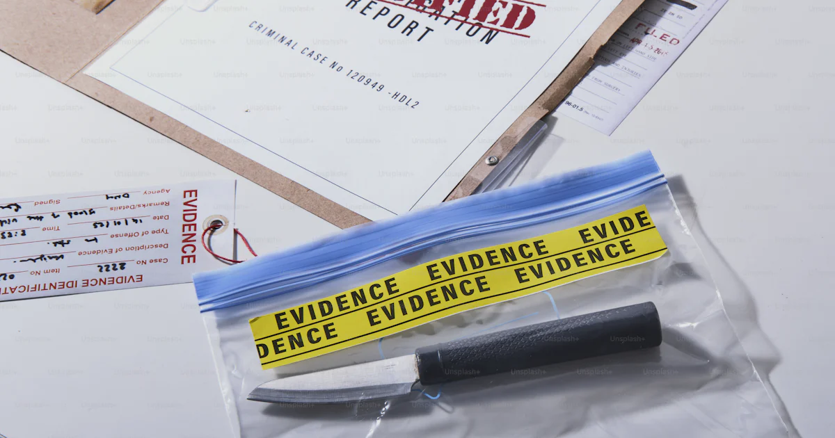 Evidence Classified Knife in evidence bag with classified report photo – Research Image on ...