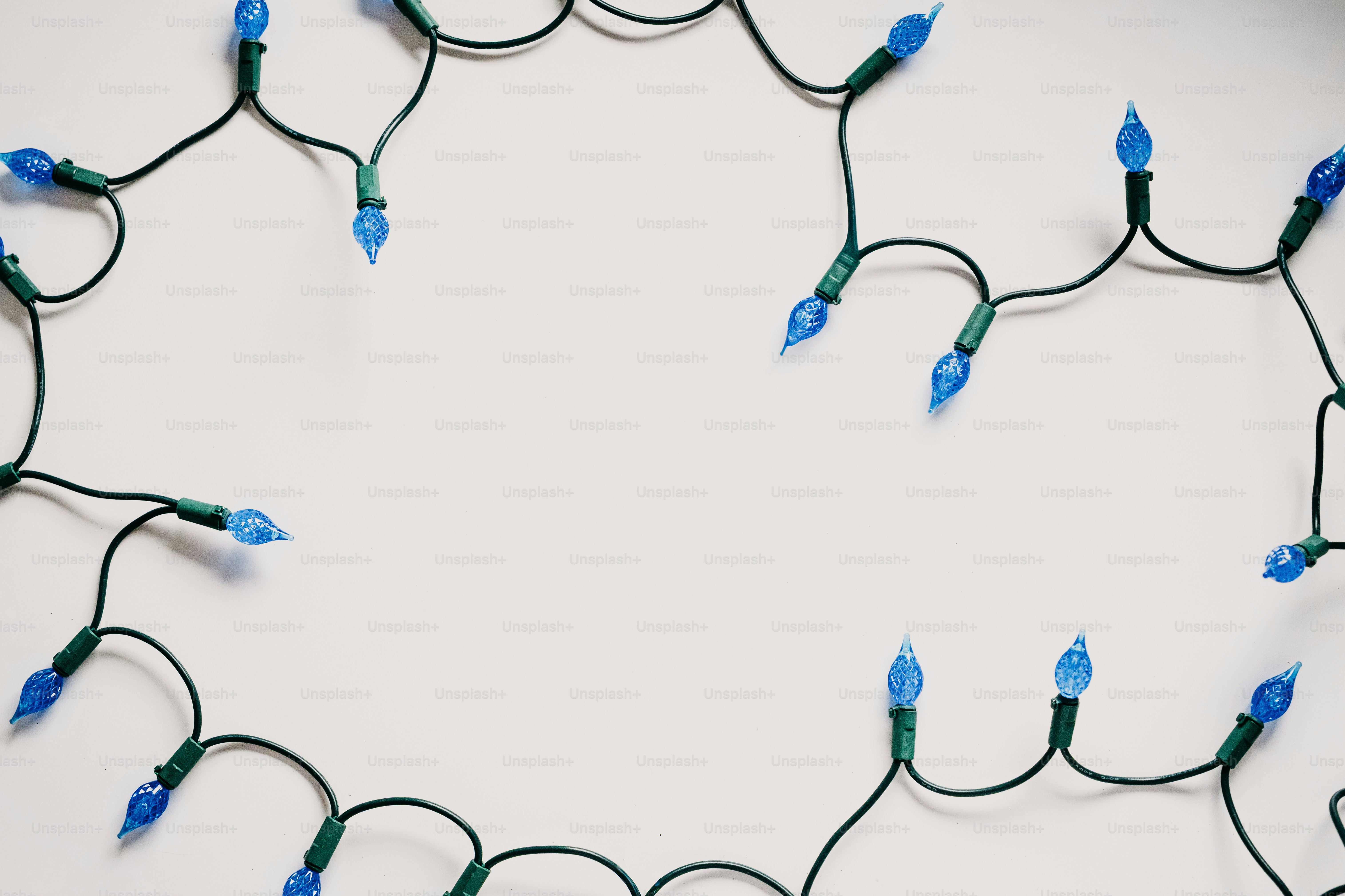 Blue string lights arranged in a circle