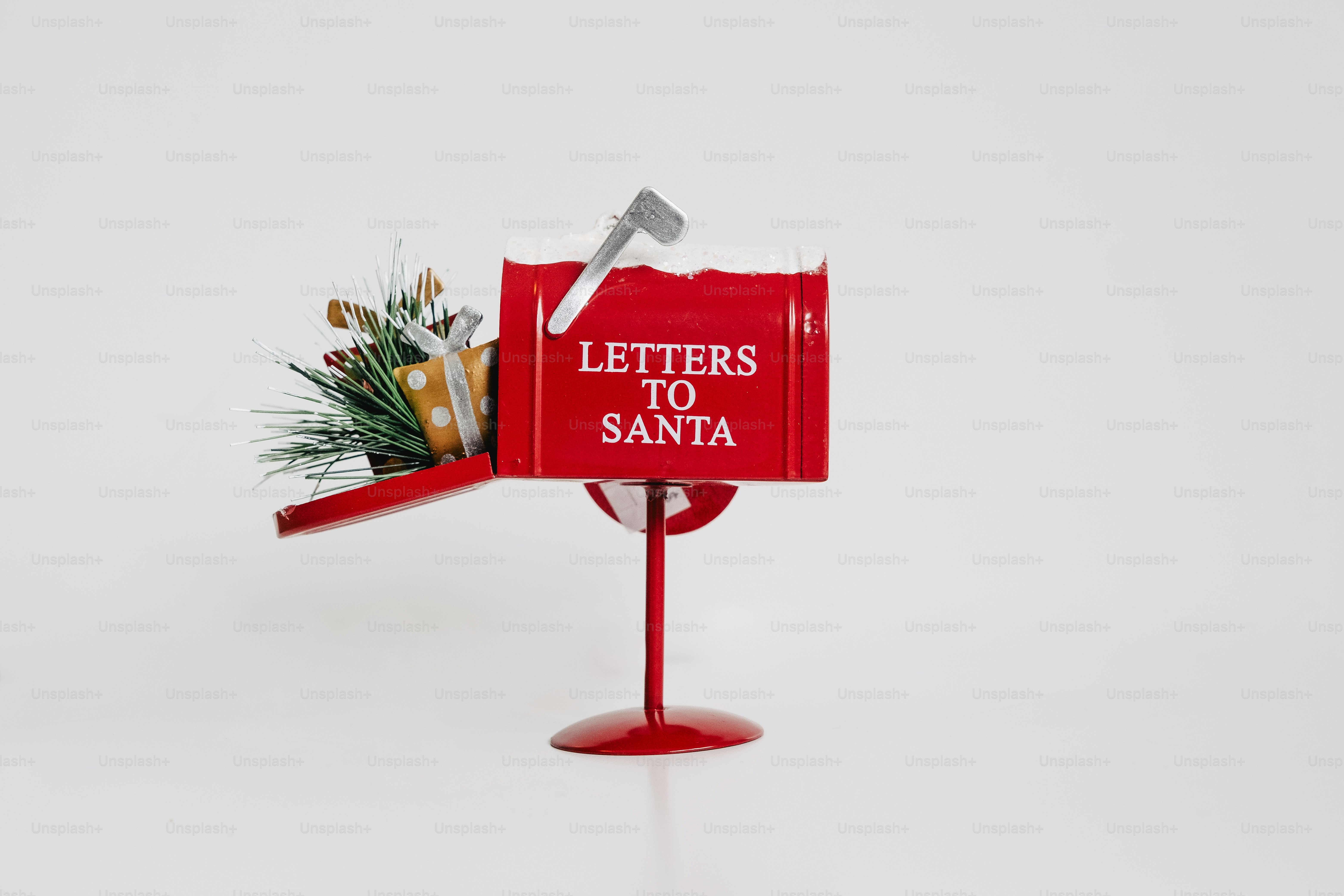 Red mailbox for letters to santa