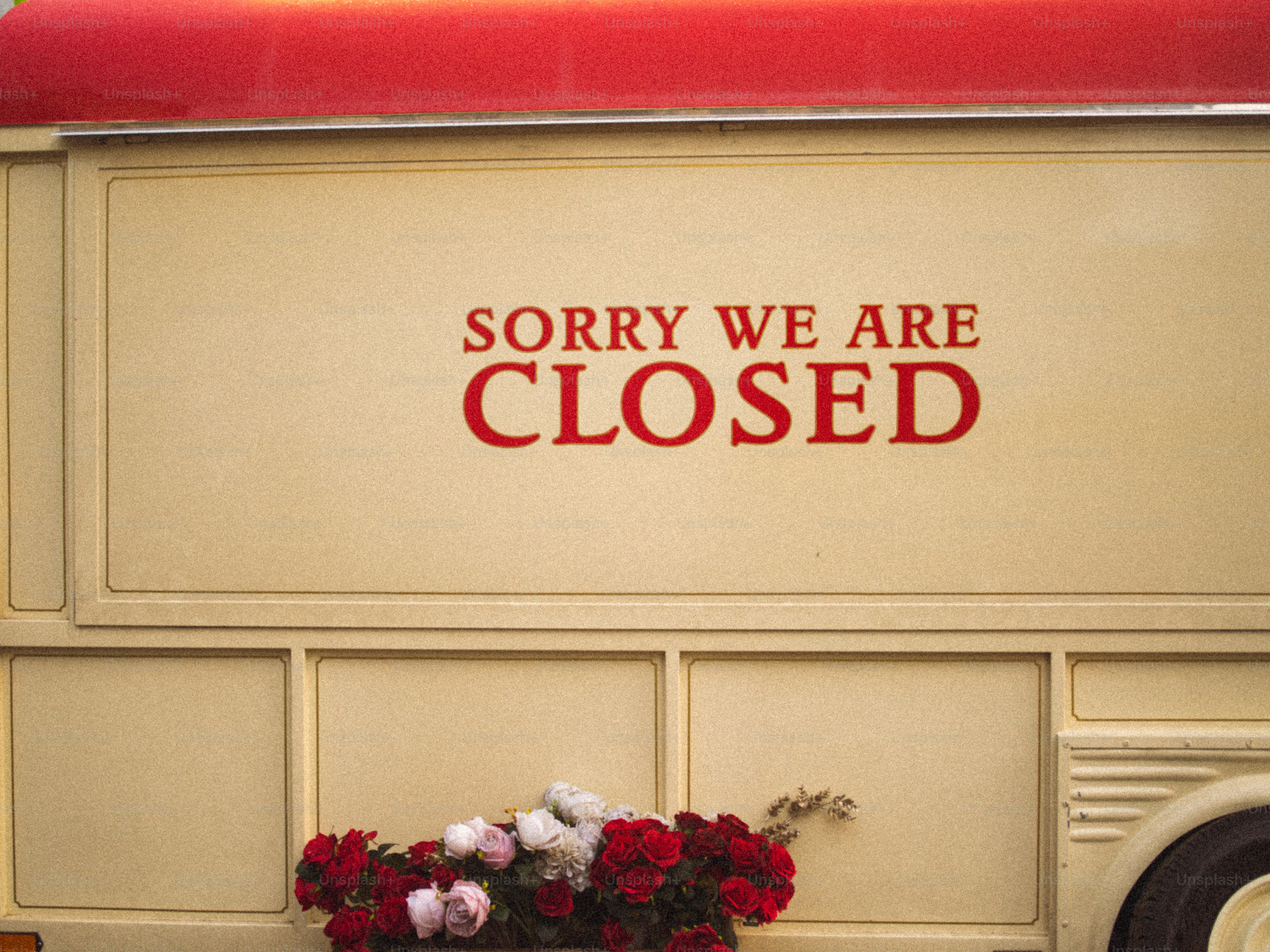 Sorry we are closed sign on a van