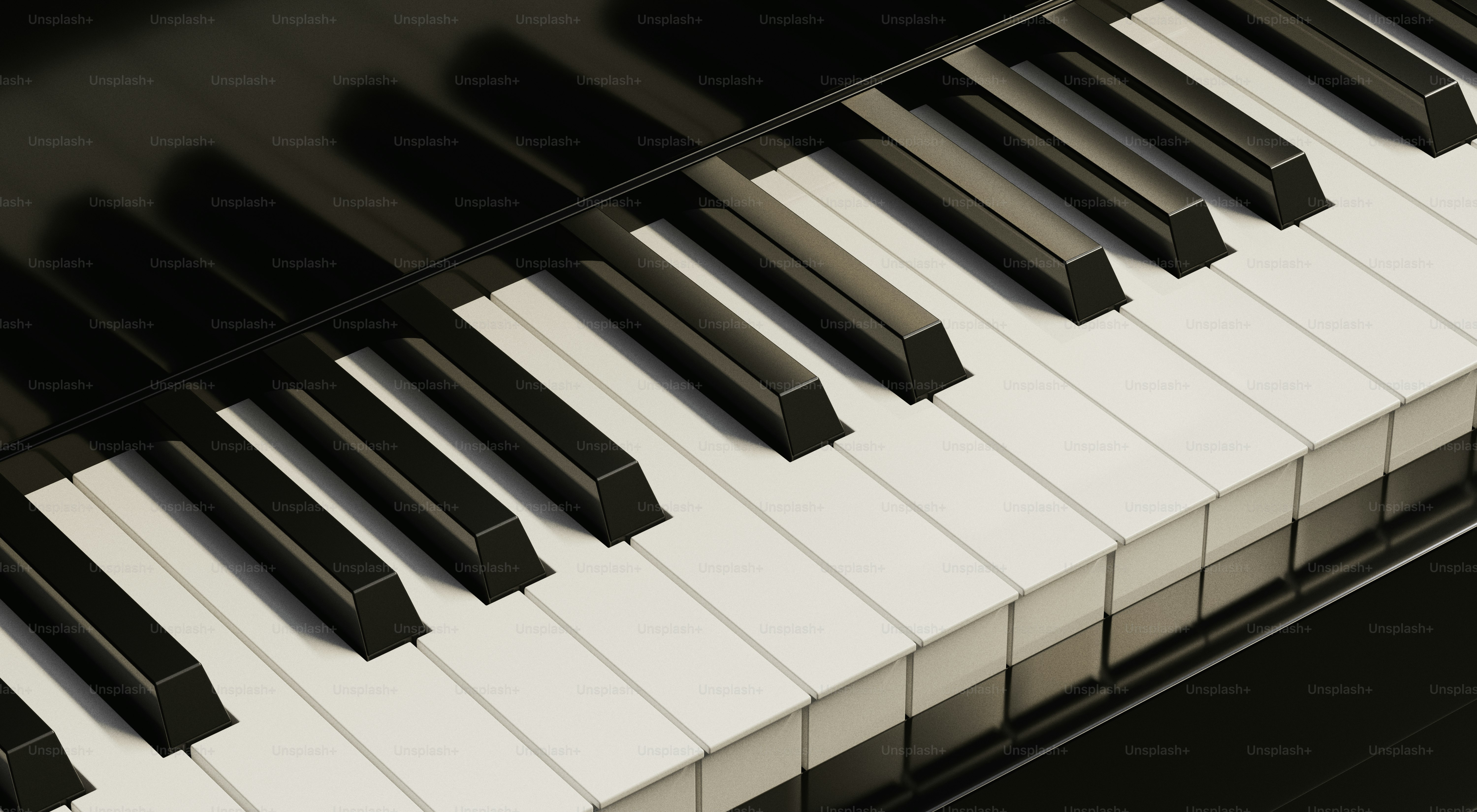 Close-up of black and white piano keys