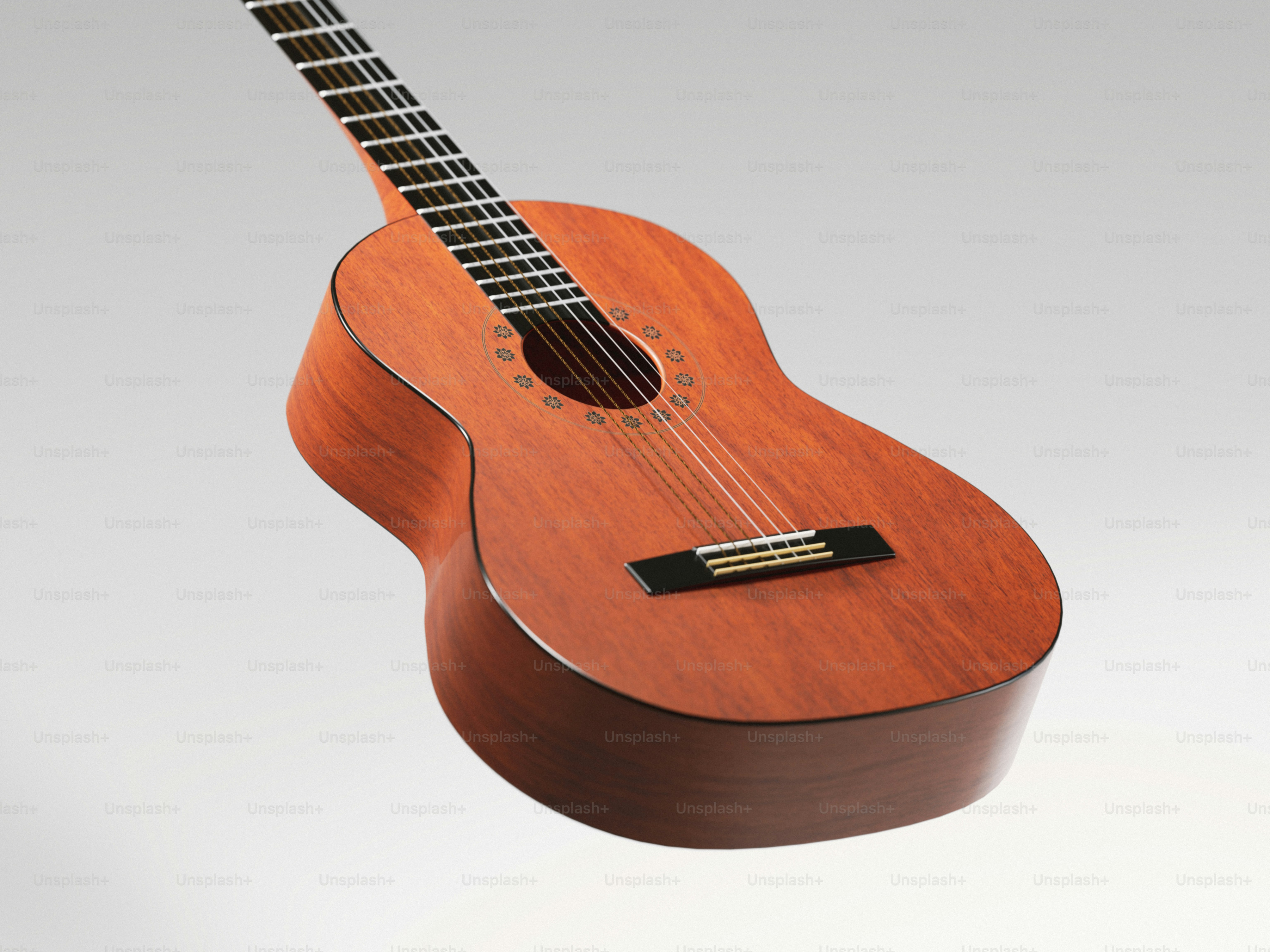 Acoustic guitar with a warm wooden finish