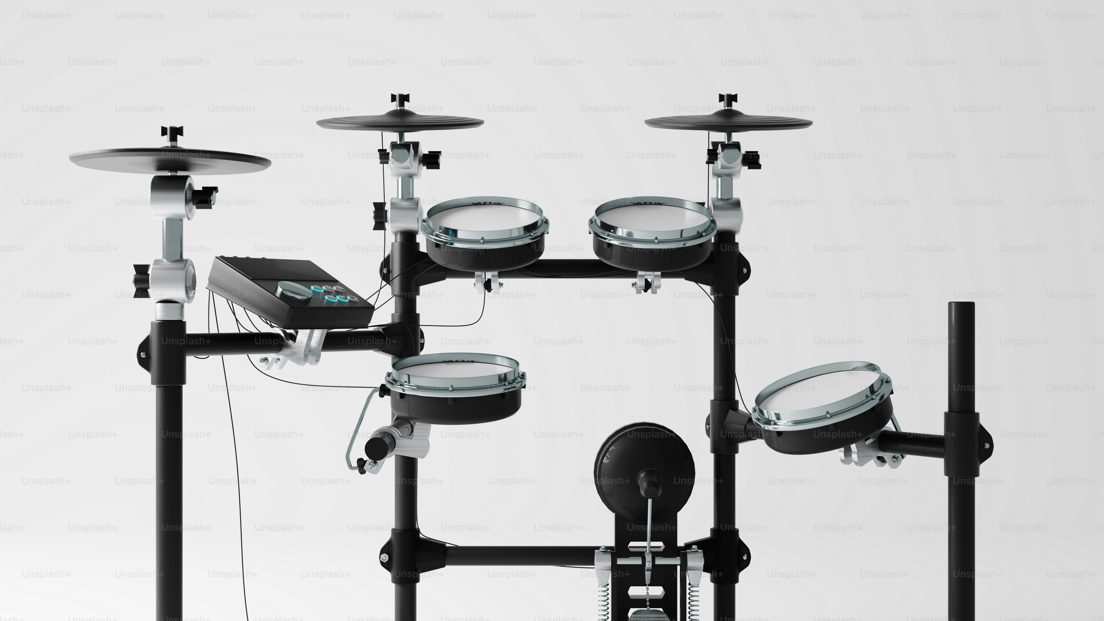 Modern electronic drum kit on a white background