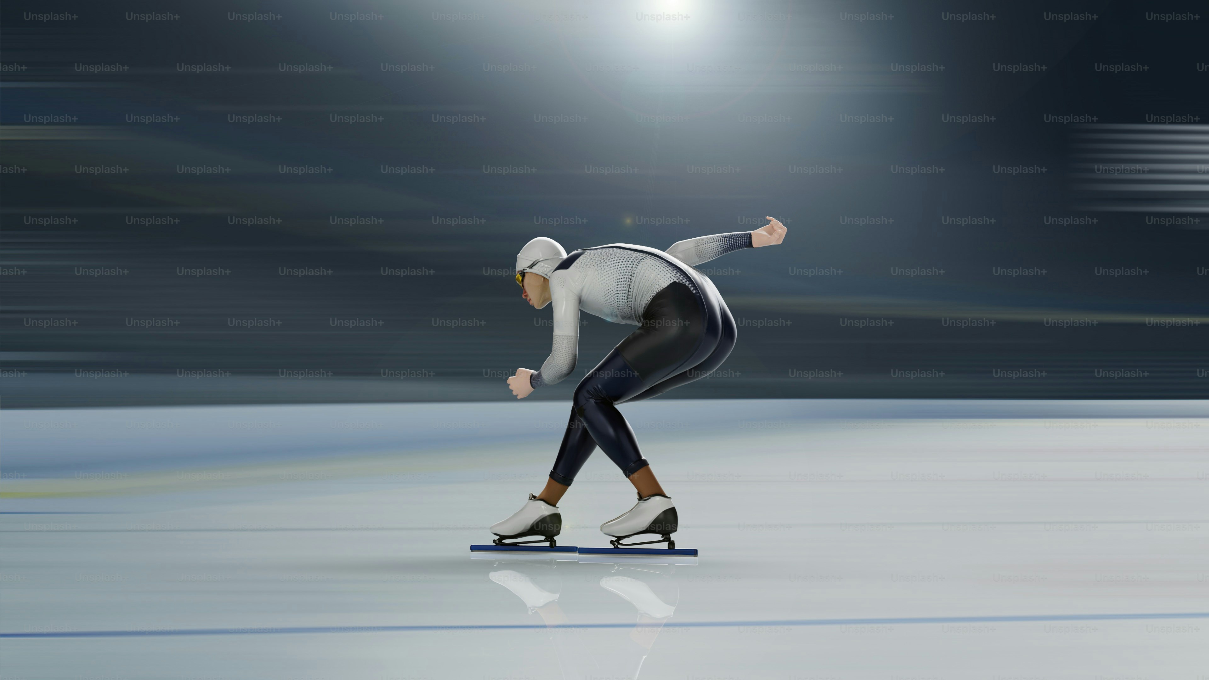 Speed skater in action on an ice rink