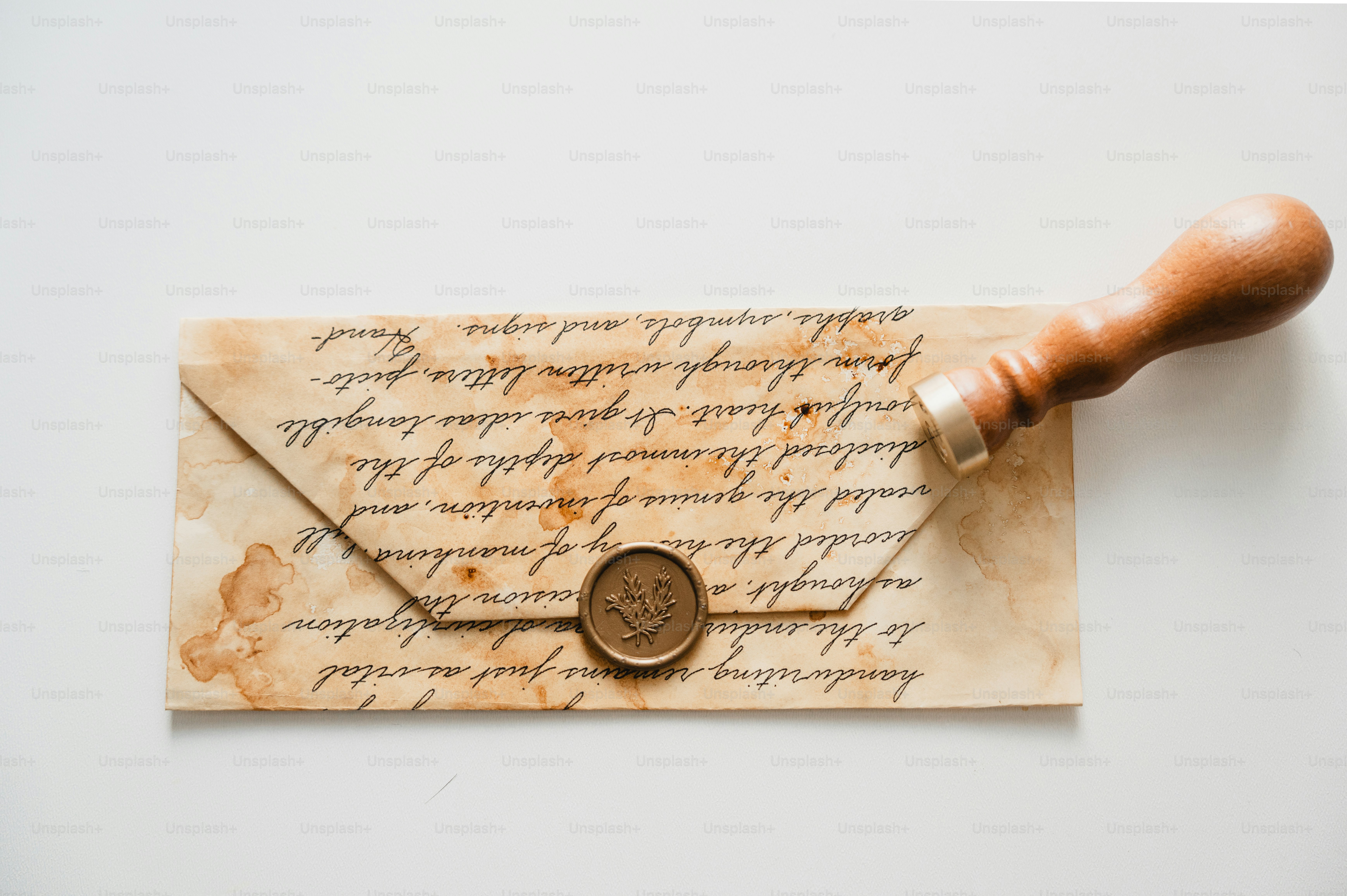 Antique envelope with wax seal and stamp