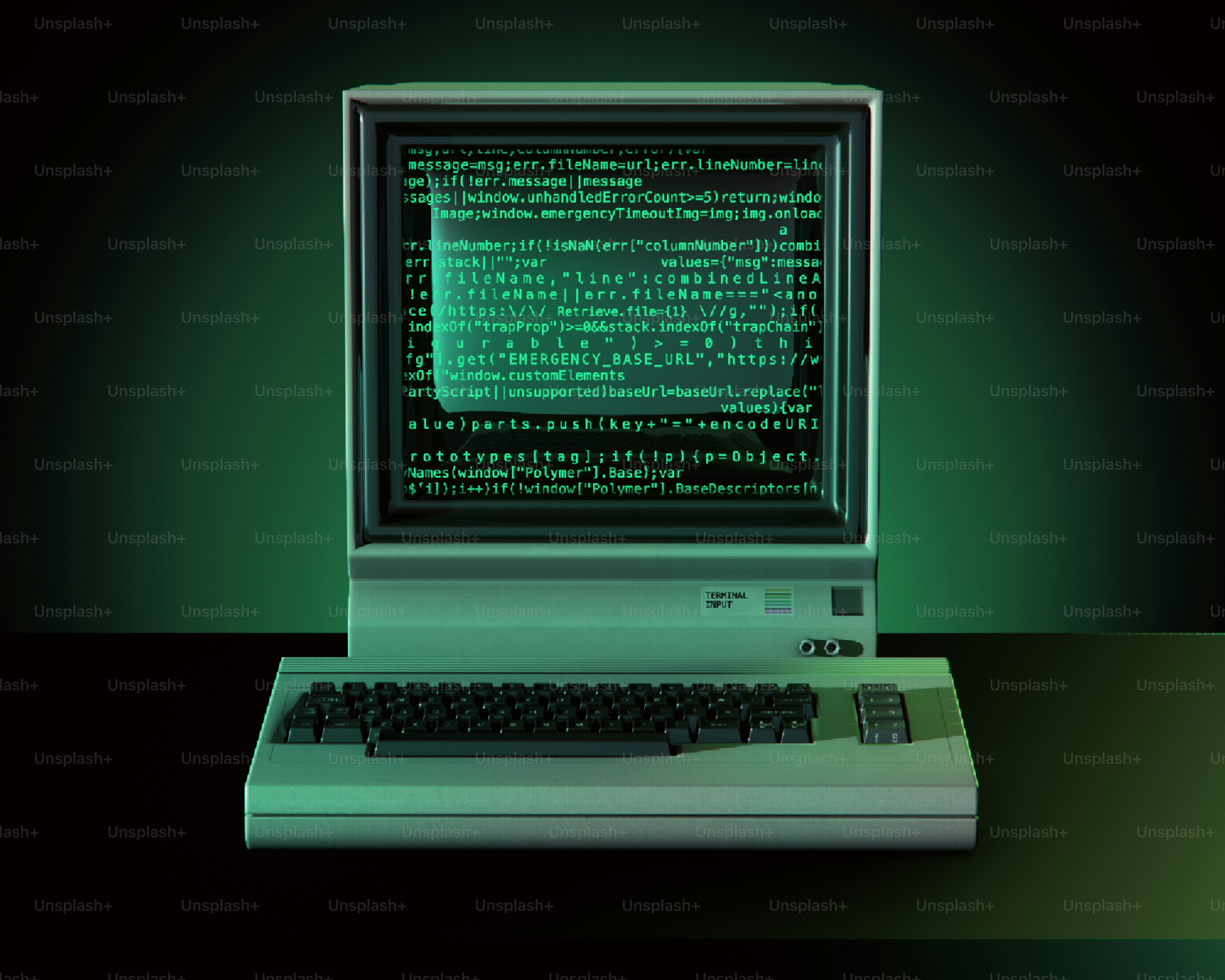 Vintage computer screen displaying lines of code