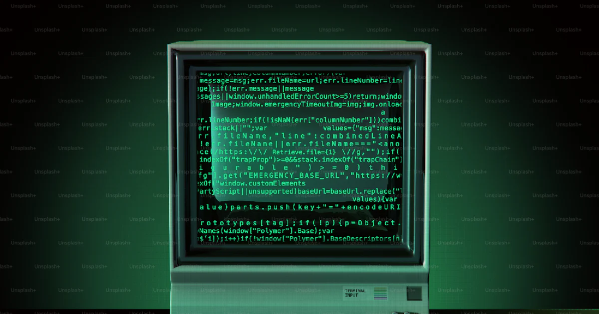 Vintage computer screen displaying lines of code photo – Technology ...