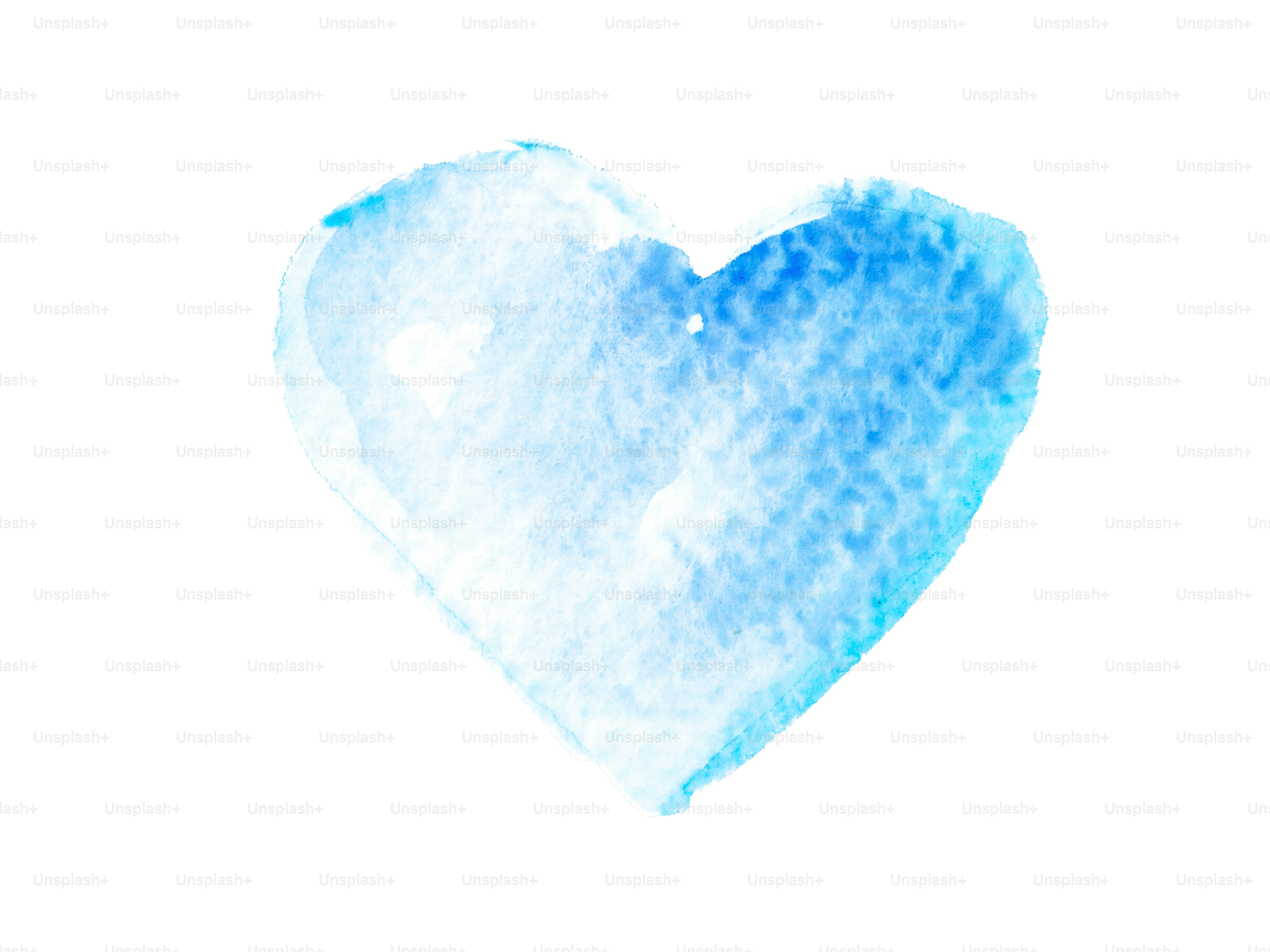 A light blue watercolor heart on a white background