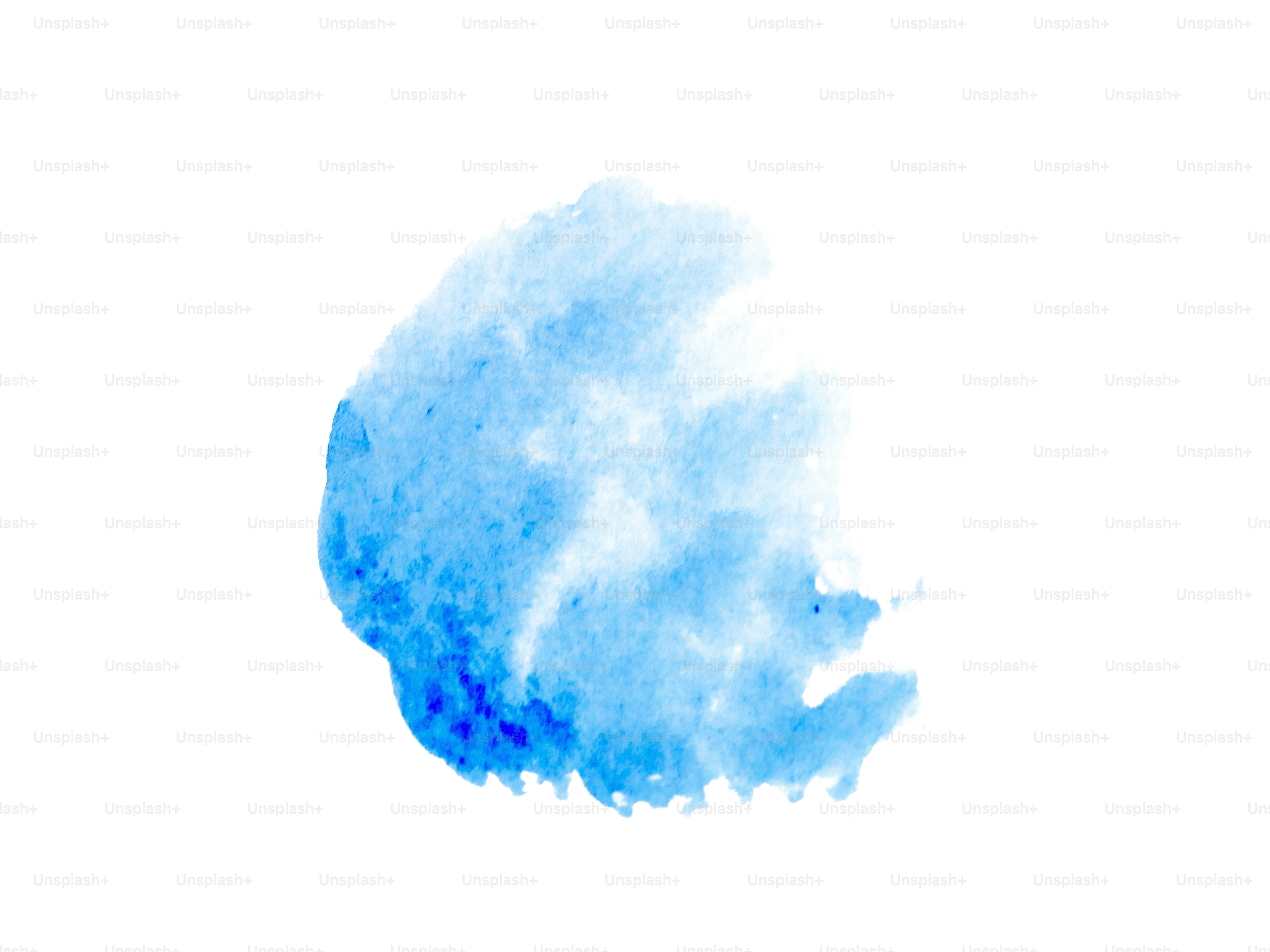 A blue watercolor brush stroke on white background