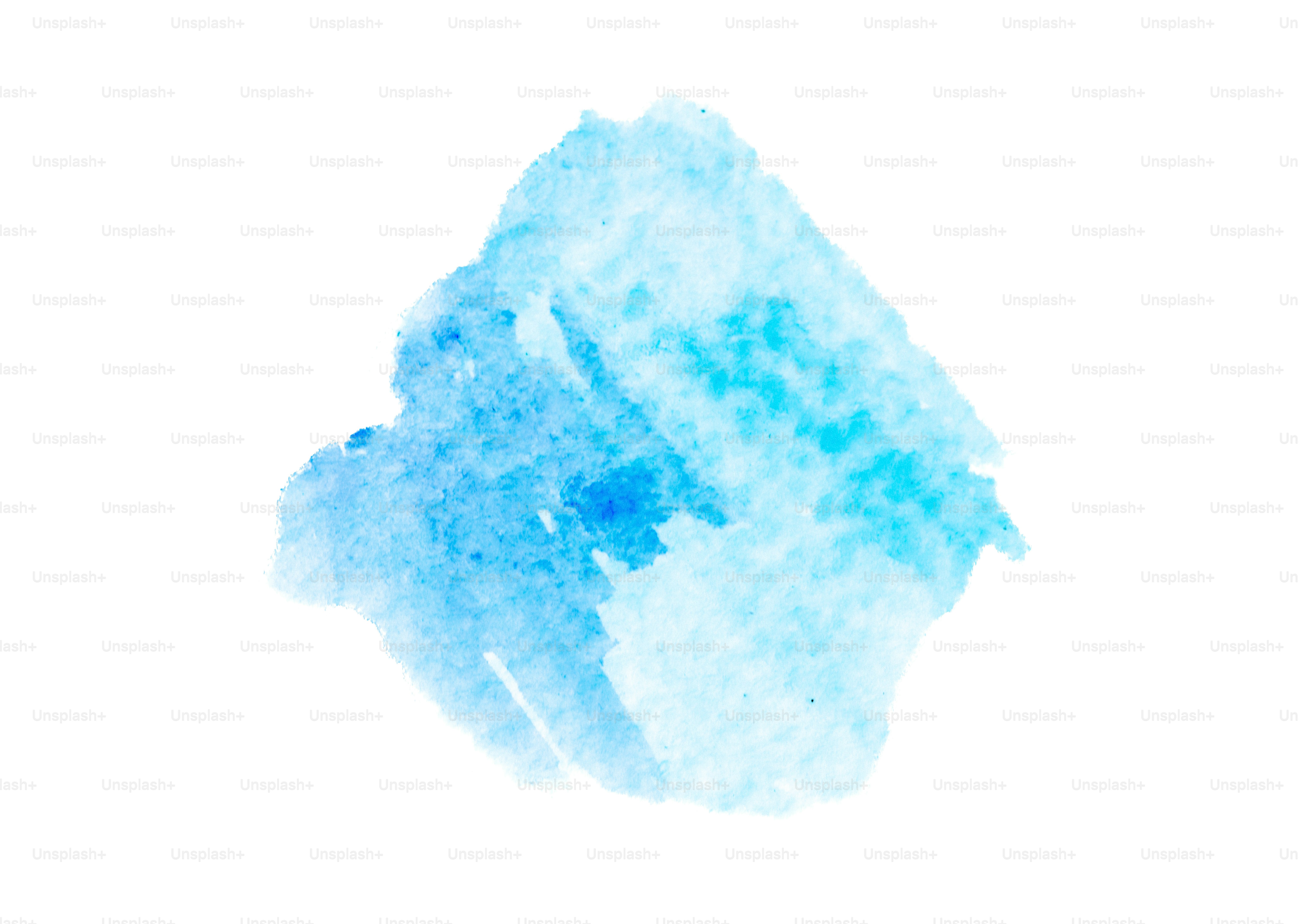 A blue watercolor brush stroke on a white background