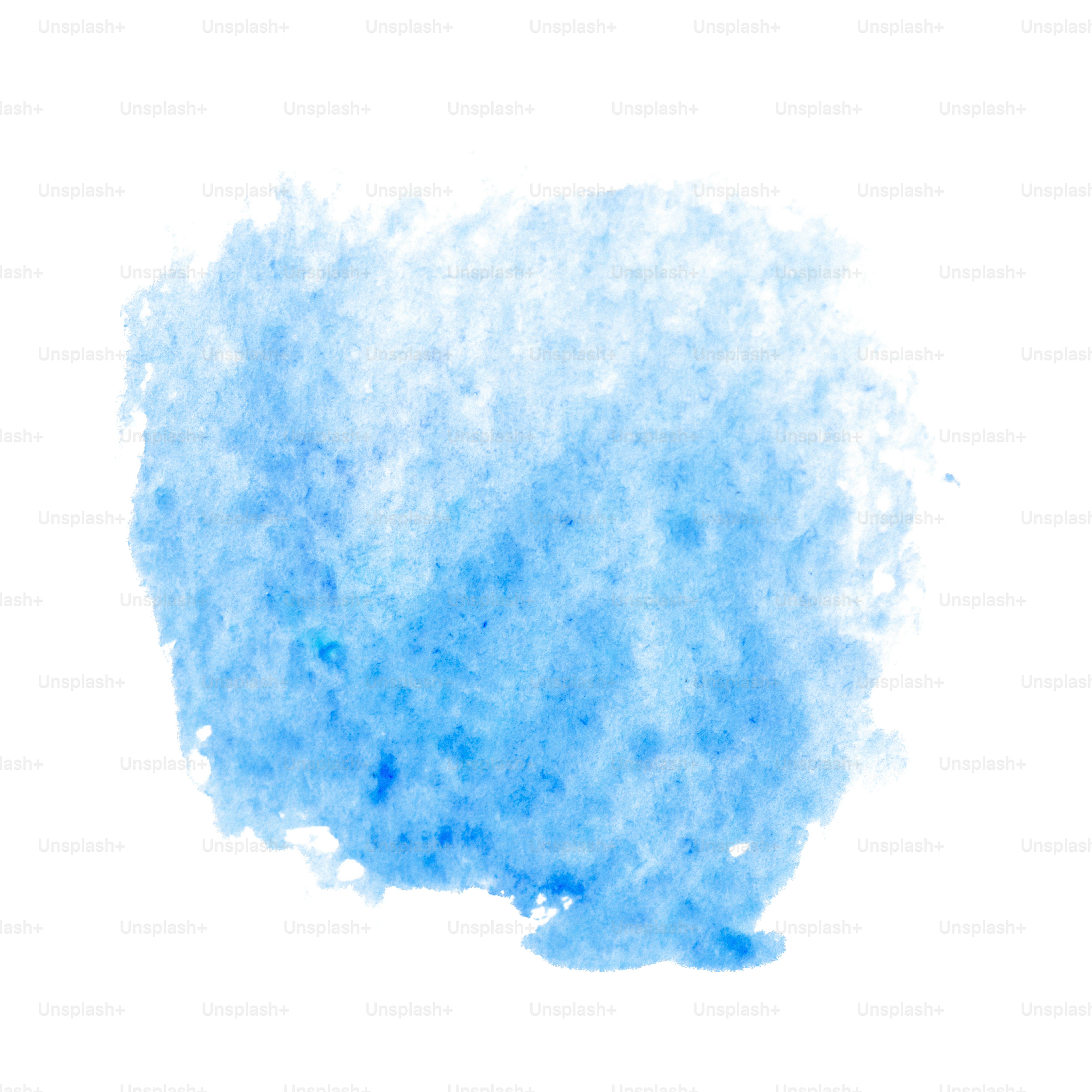 A blue watercolor splash on a white background