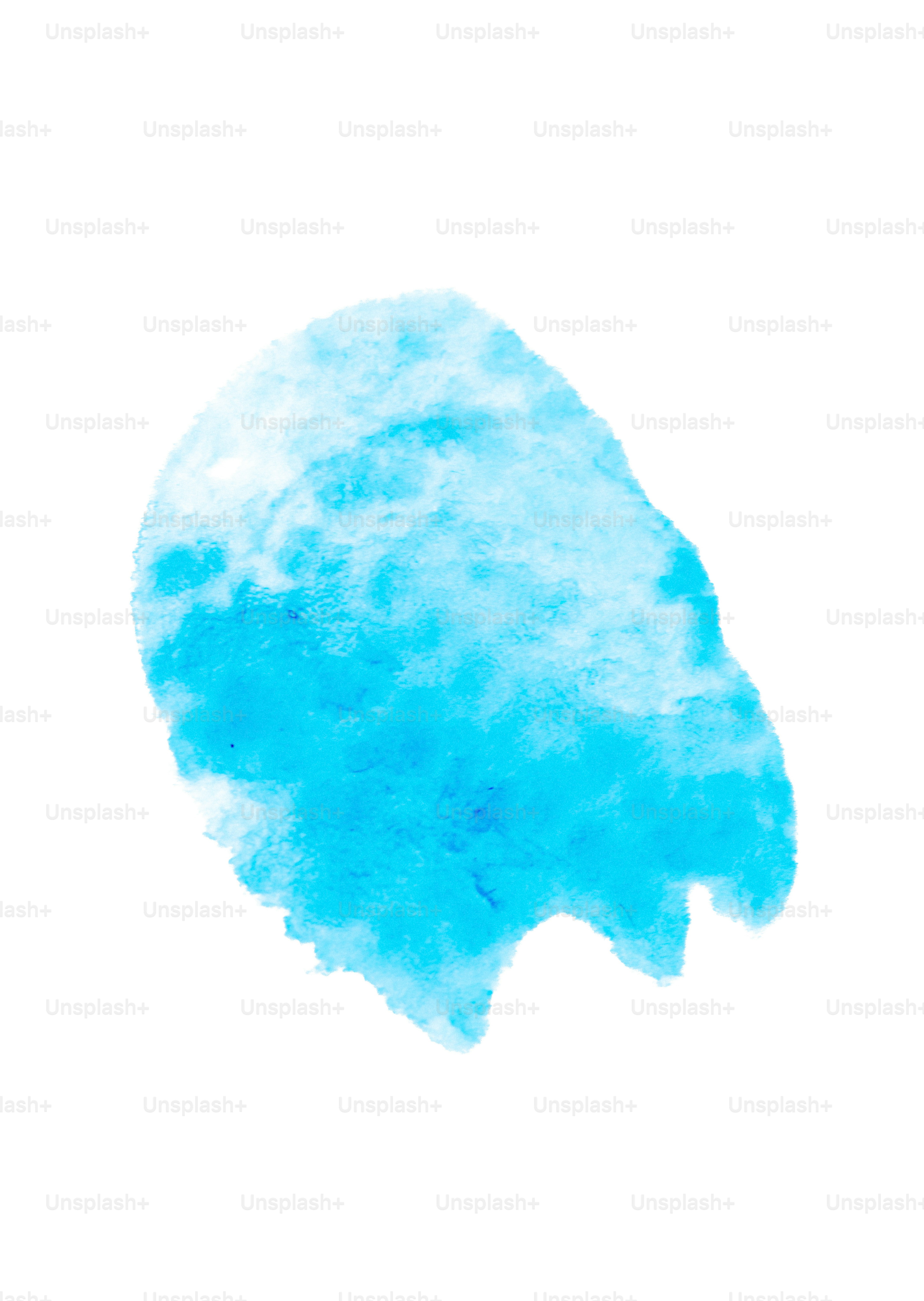 A bright blue watercolor brushstroke on white