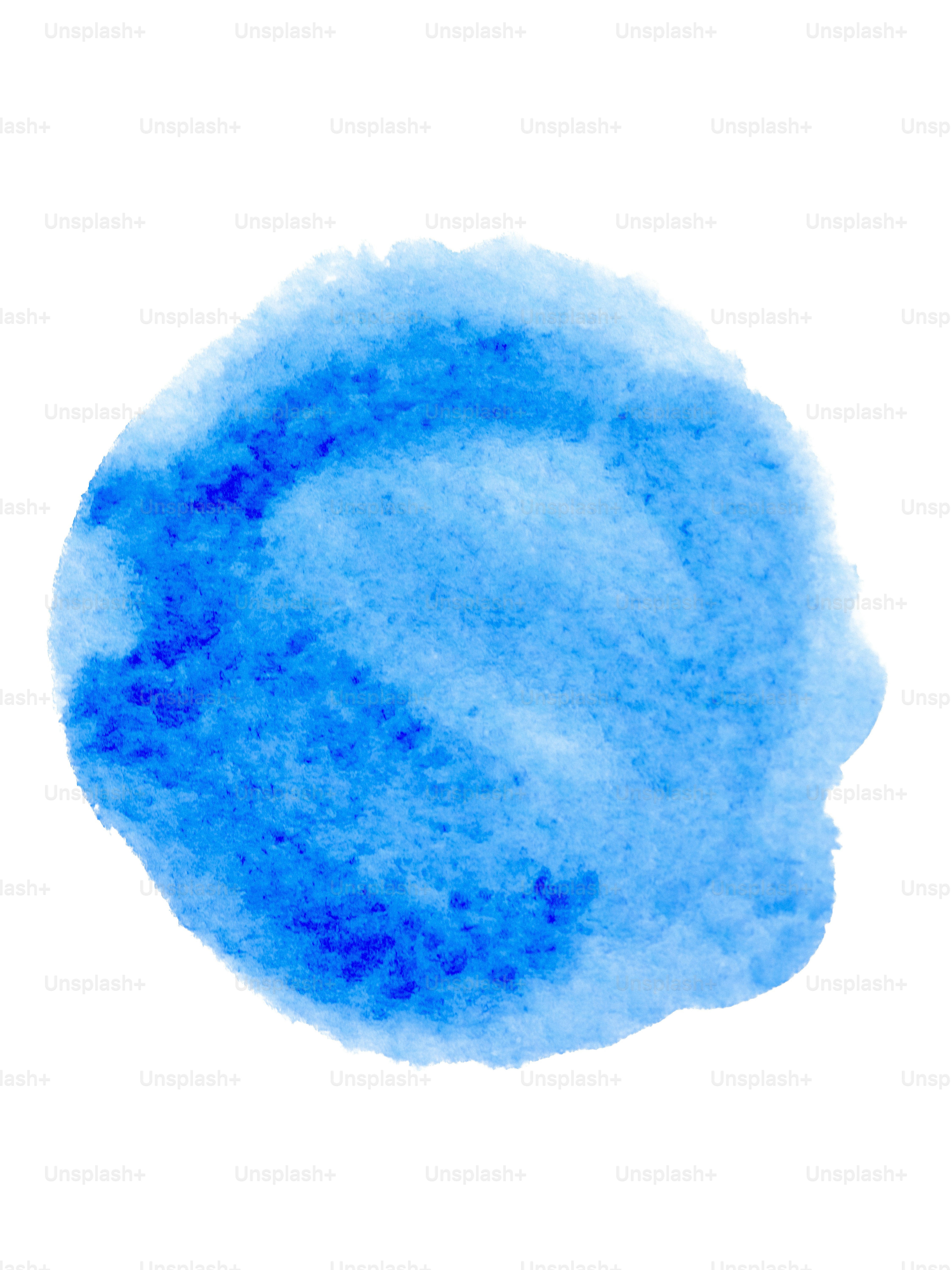 A blue watercolor circle on a white background