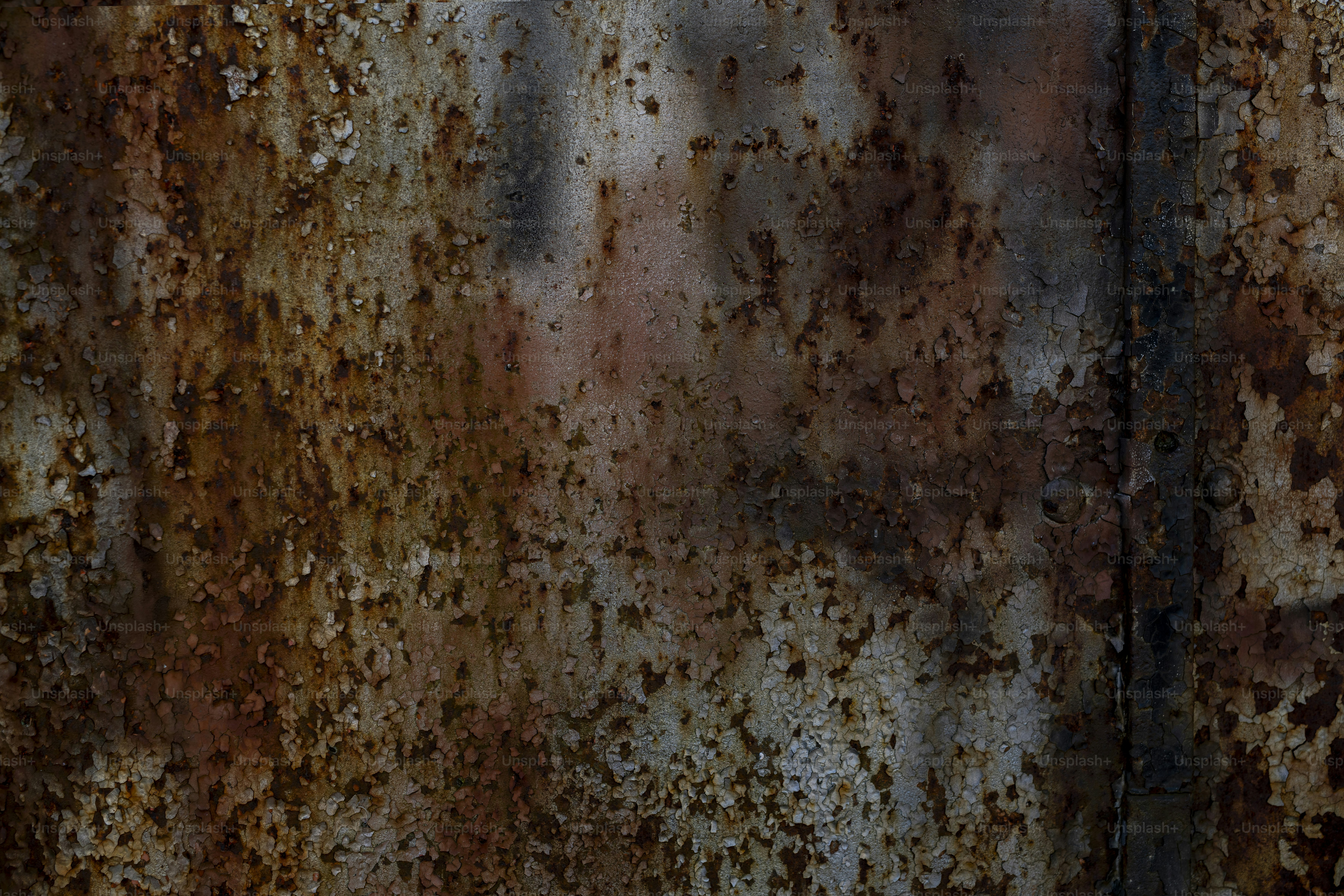Close-up of a rusty metal surface with abstract markings.