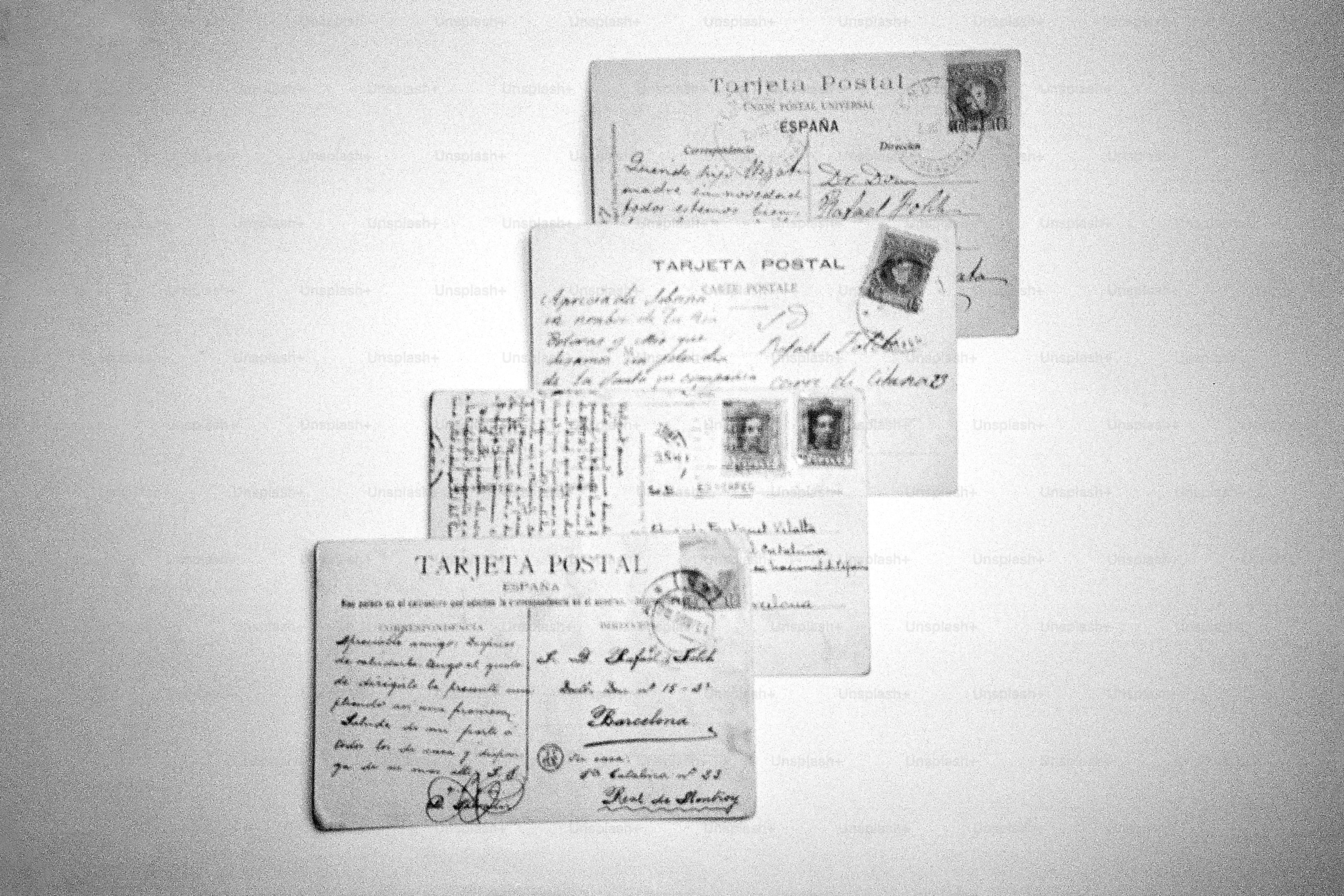 Several old postcards with handwritten text and stamps