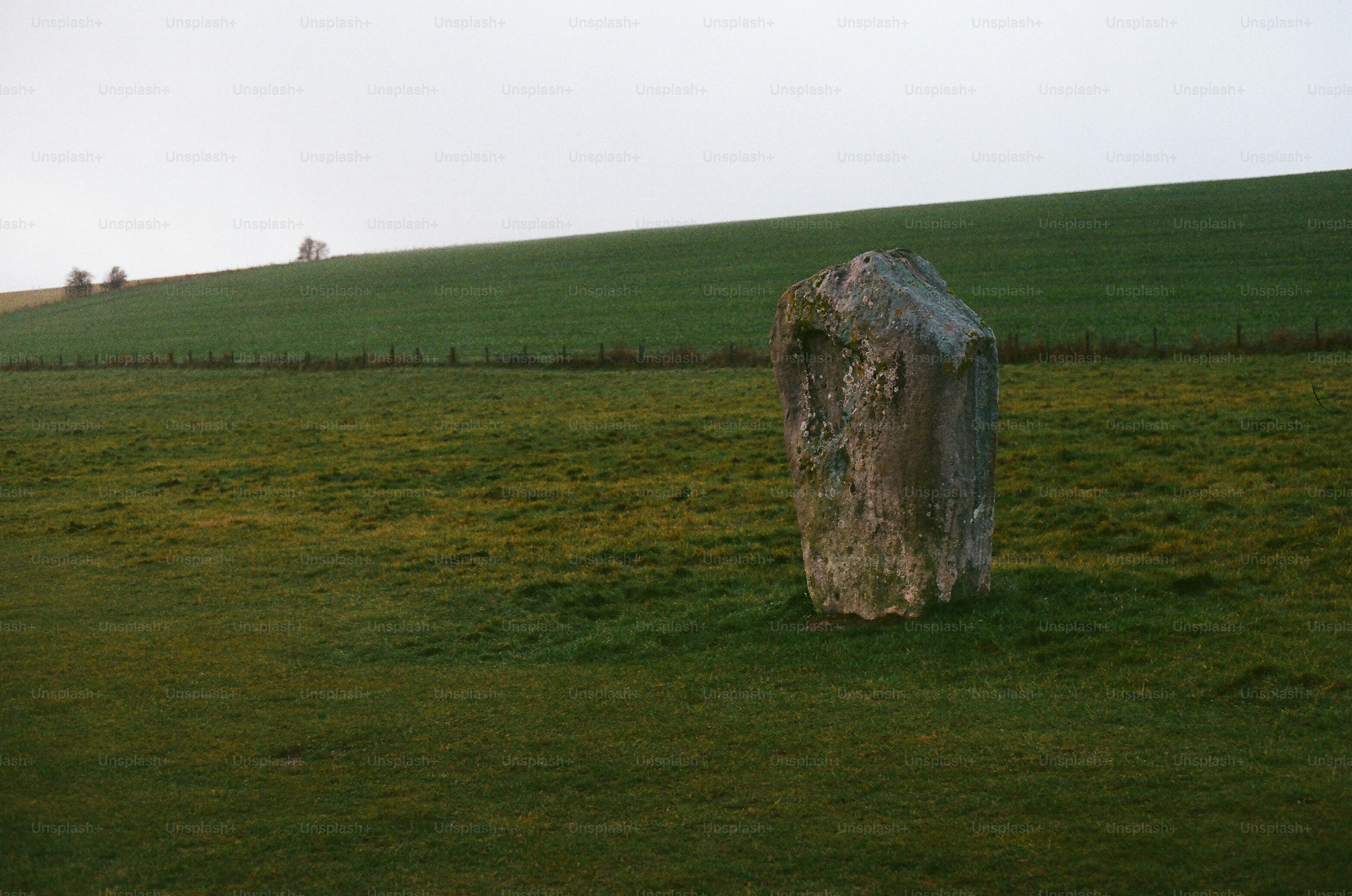 A single standing stone in a grassy field. photo – Field Image on Unsplash